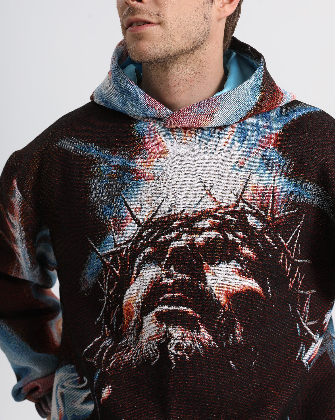 "CROWNED IN LIGHT" TAPESTRY JACQUARD FABRIC PULLOVER HOODIE - nickscacchetti