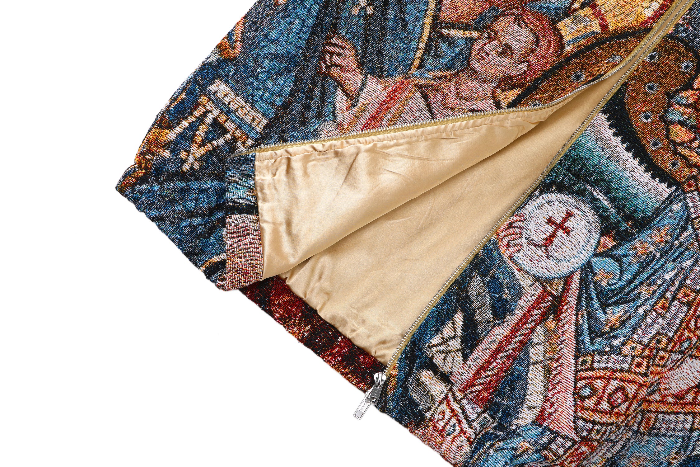 "HOLY MANTLE" TAPESTRY JACQUARD FABRIC DOUBLE-ZIP HOODIE - nickscacchetti