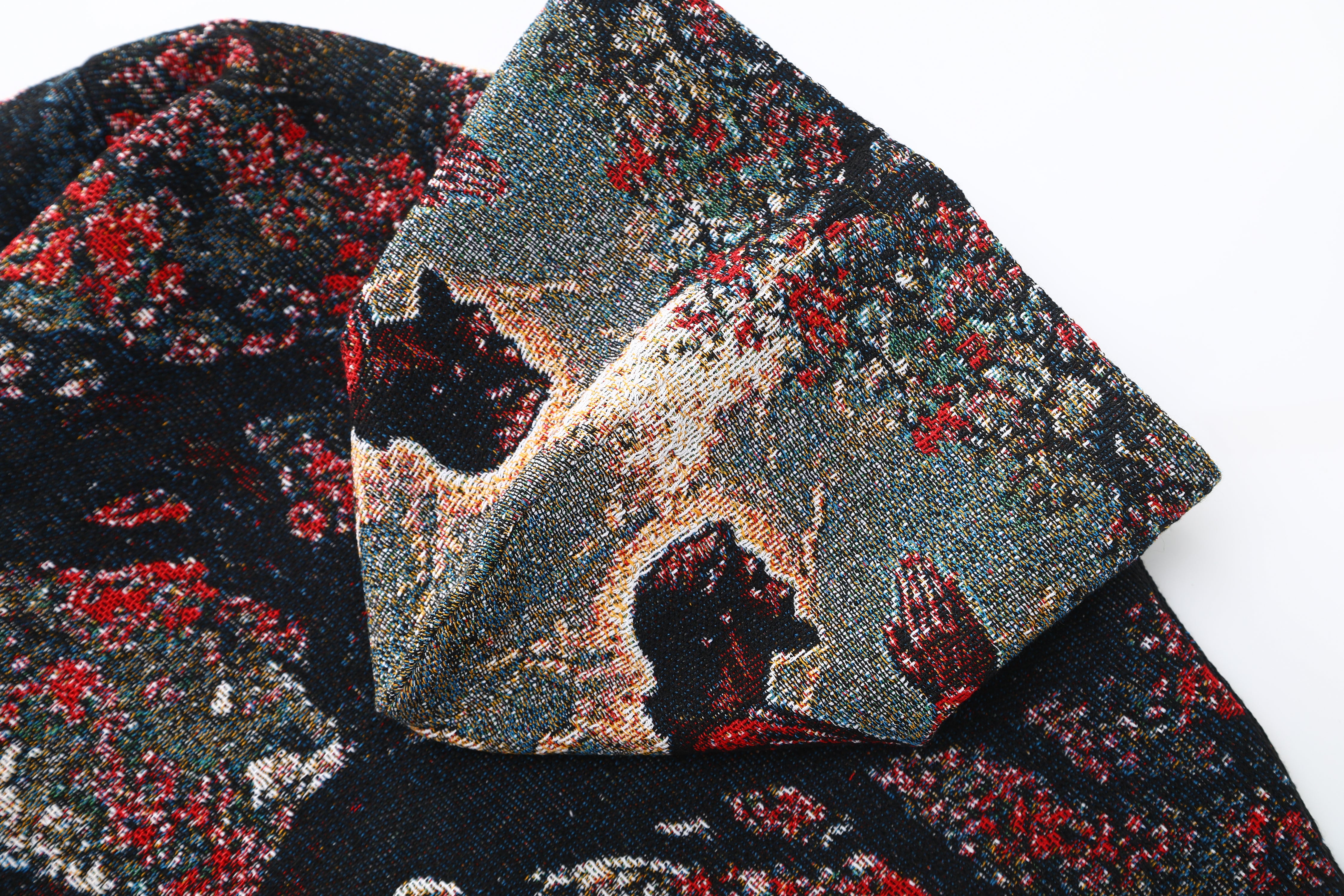 "SAVIOR IN THE SAKURA" TAPESTRY JACQUARD FABRIC PULLOVER HOODIE - nickscacchetti