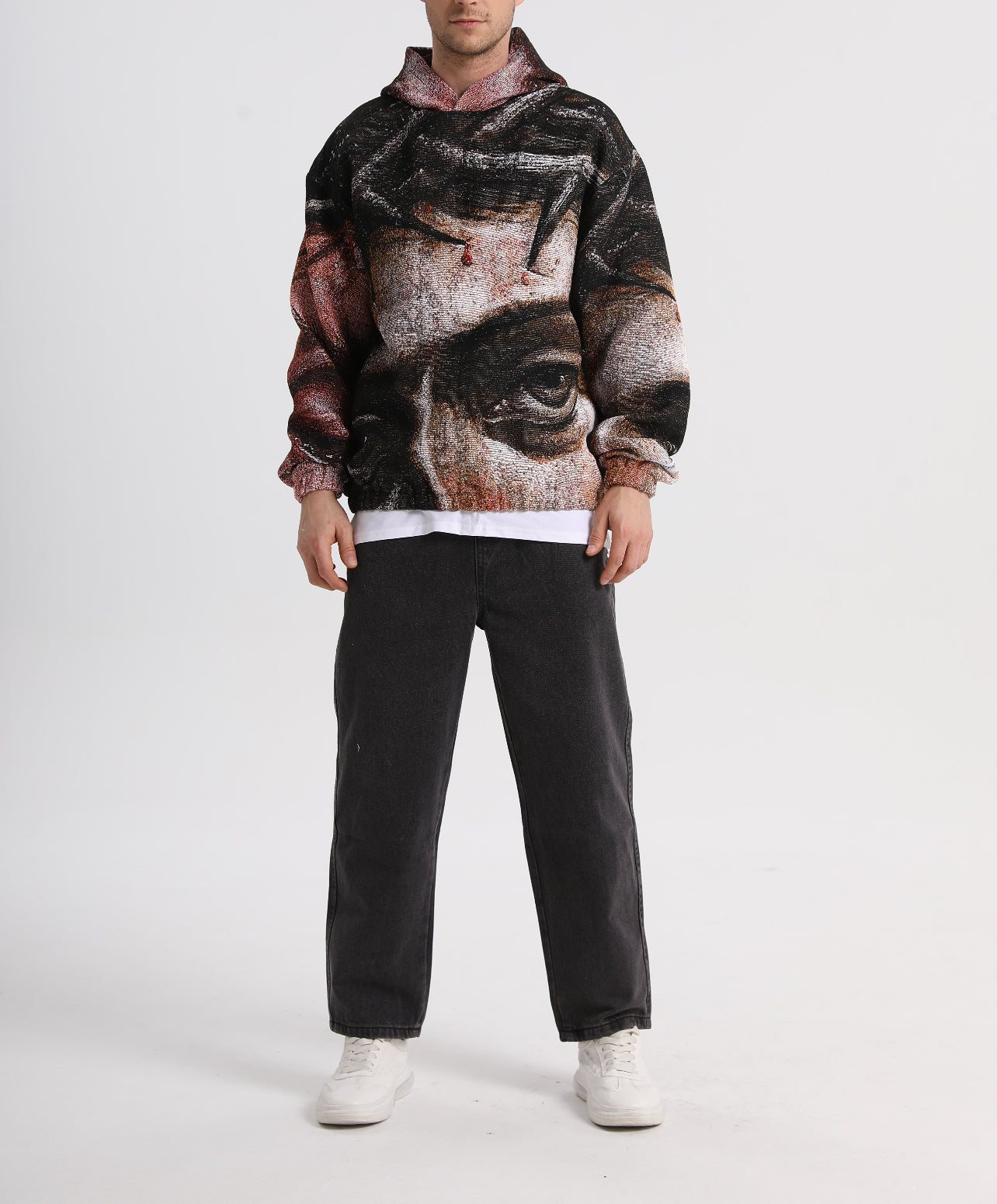 "CROWN OF THORNS" TAPESTRY JACQUARD FABRIC PULLOVER HOODIE