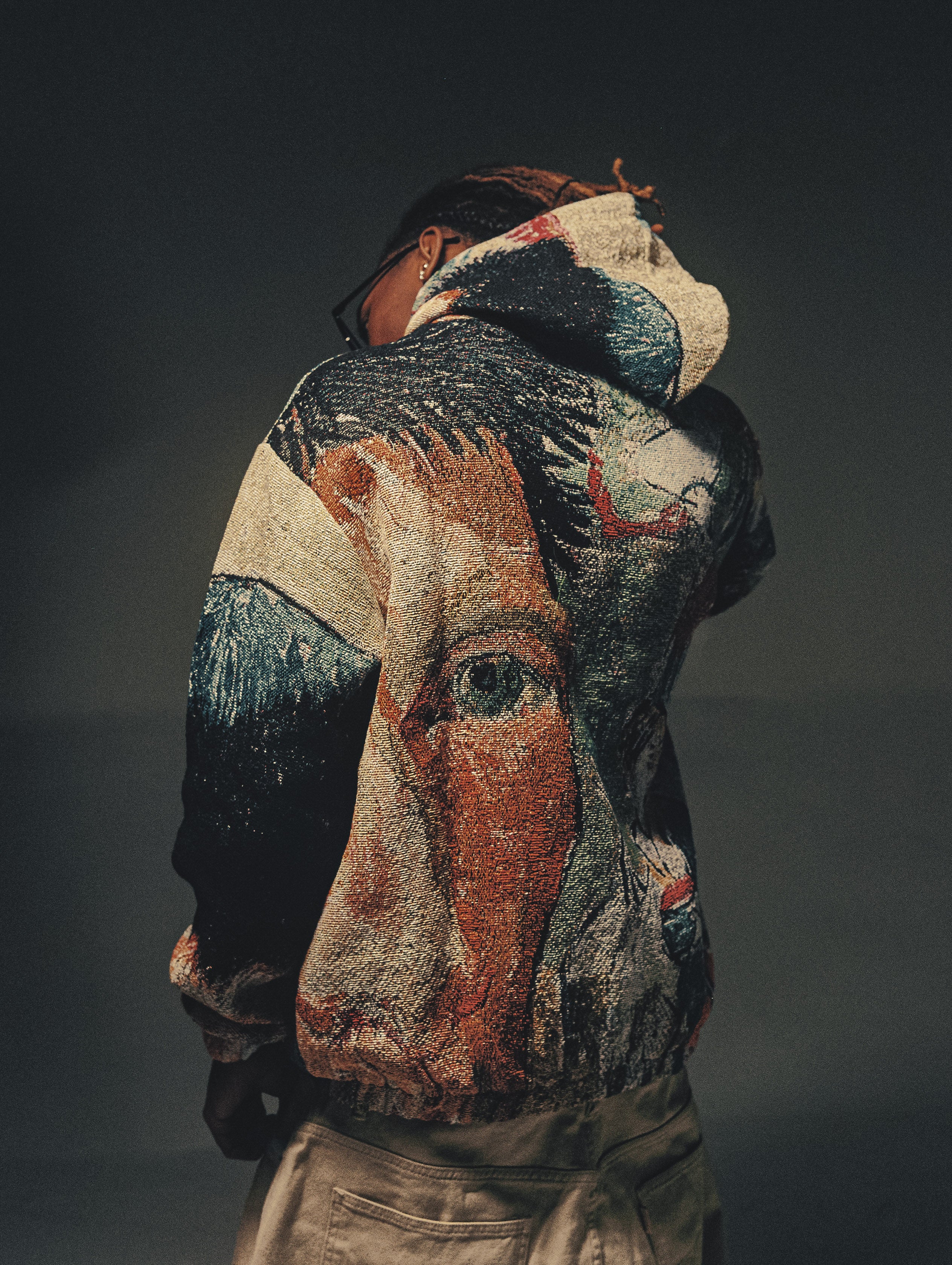 "VAN GOGH SELF PORTRAIT" TAPESTRY JACQUARD FABRIC PULLOVER HOODIE - nickscacchetti