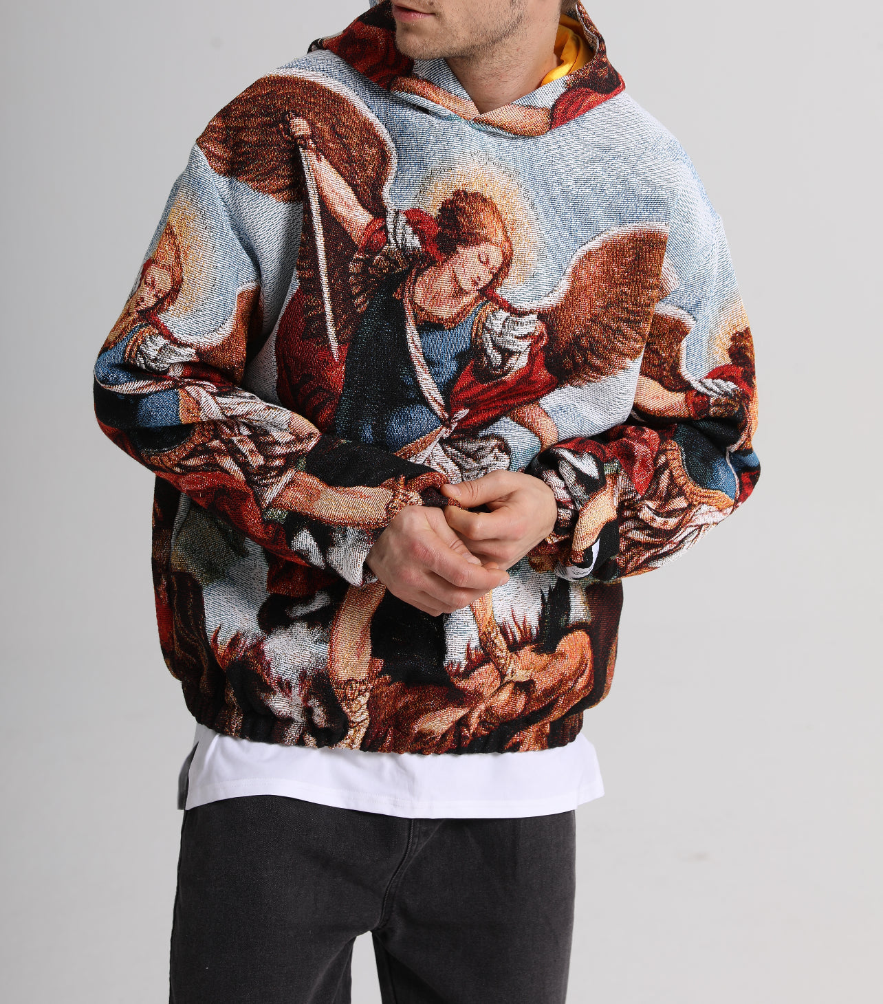 "ARCHANGEL MICHAEL" TAPESTRY JACQUARD FABRIC PULLOVER HOODIE - nickscacchetti