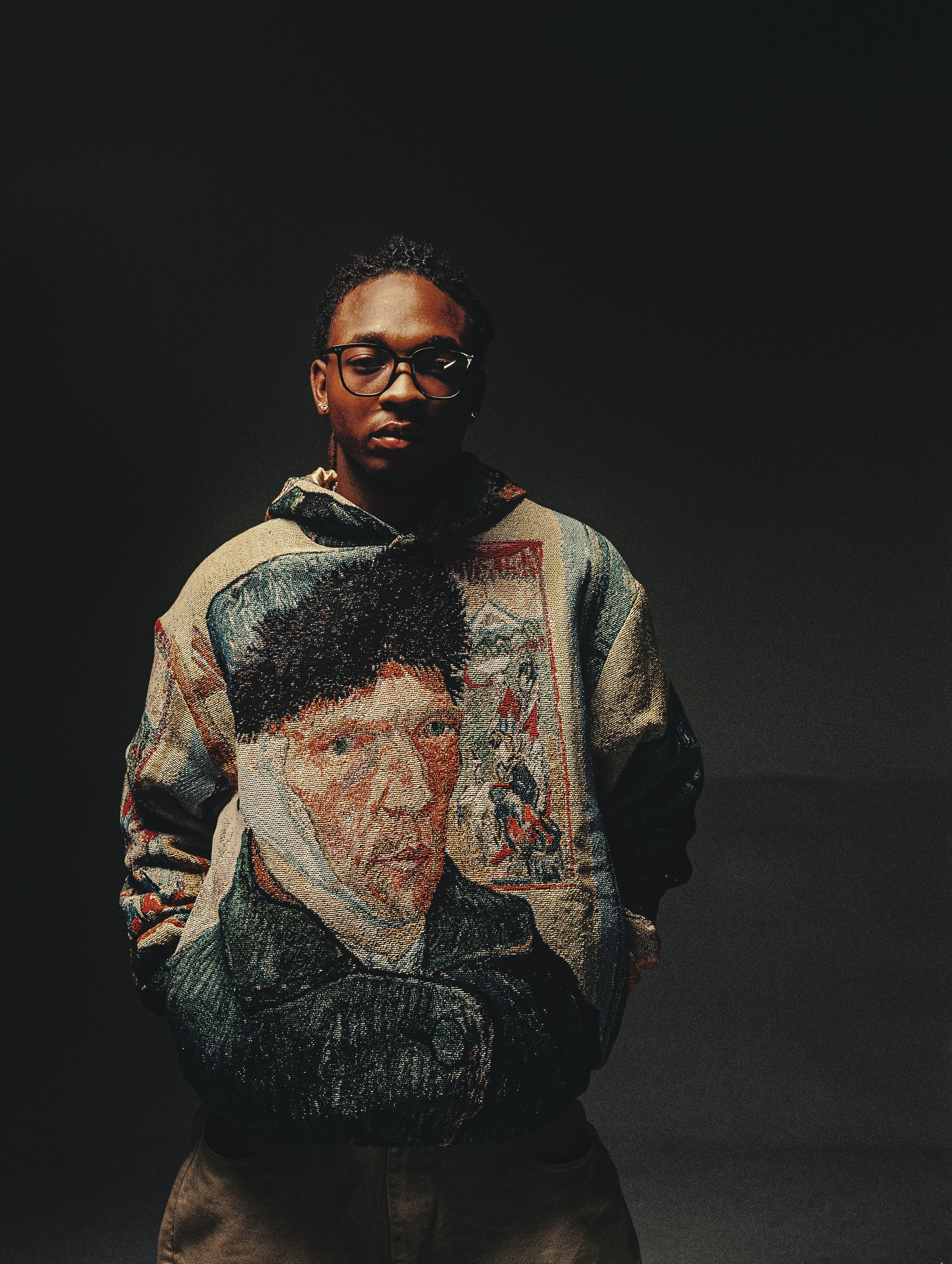 "VAN GOGH SELF PORTRAIT" TAPESTRY JACQUARD FABRIC PULLOVER HOODIE - nickscacchetti