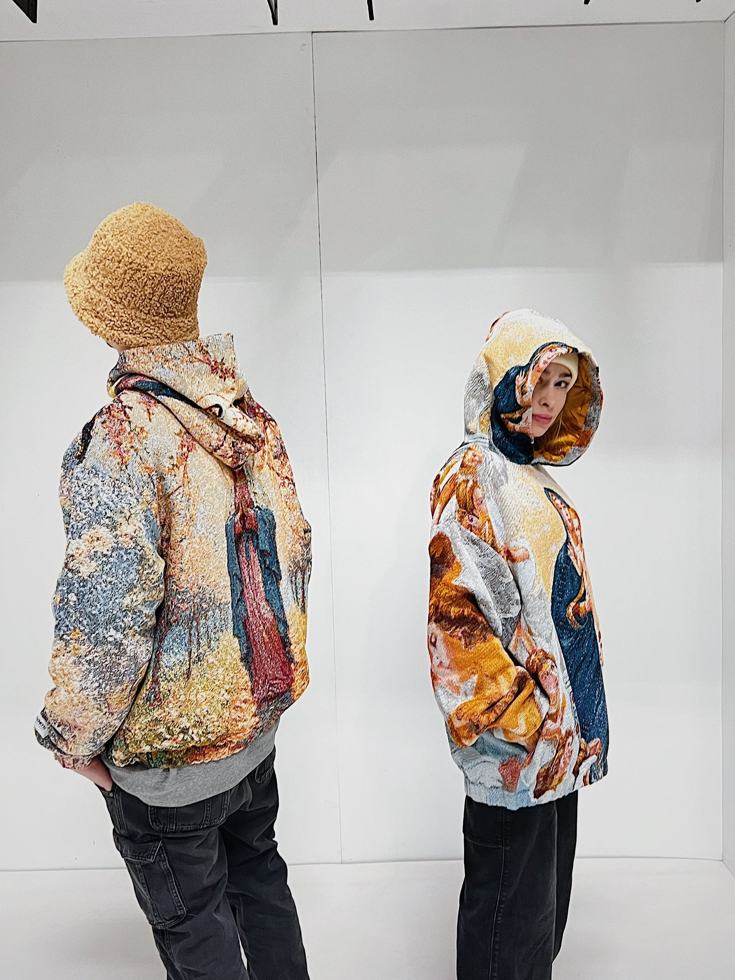 "VIRGIN MARY" TAPESTRY JACQUARD FABRIC PULLOVER HOODIE