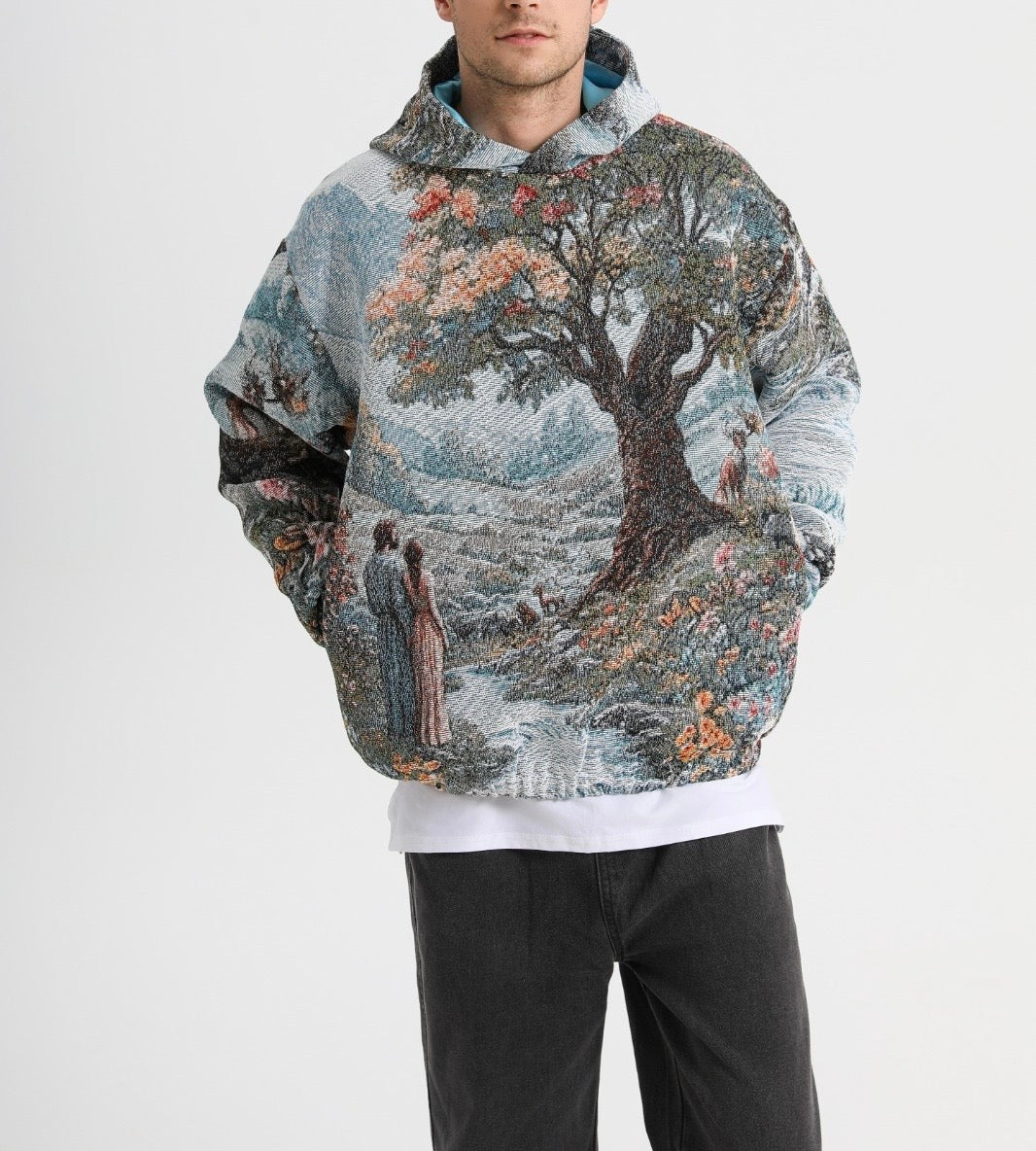 "GARDEN OF EDEN" TAPESTRY JACQUARD FABRIC PULLOVER HOODIE