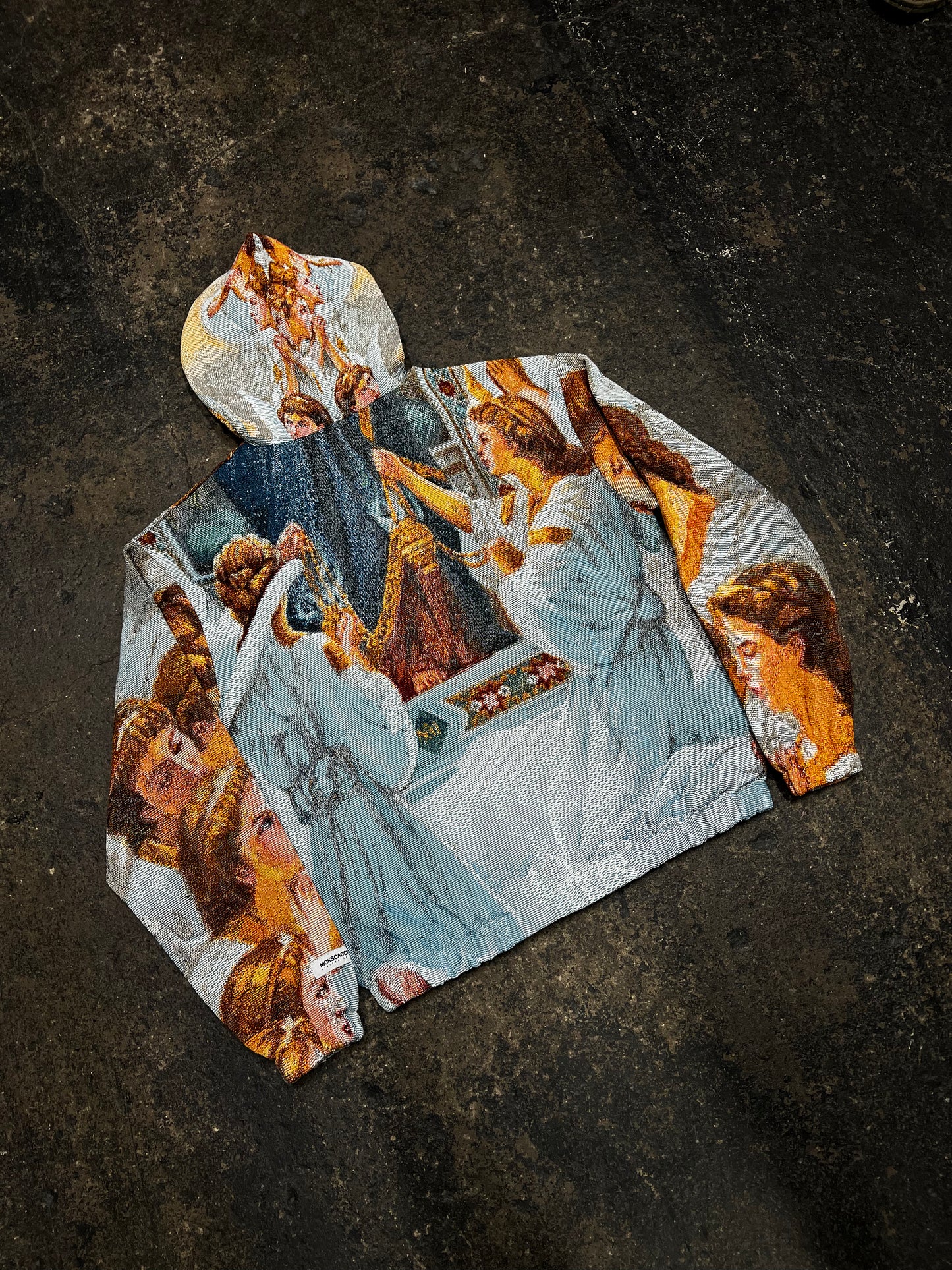 "VIRGIN MARY" TAPESTRY JACQUARD FABRIC PULLOVER HOODIE