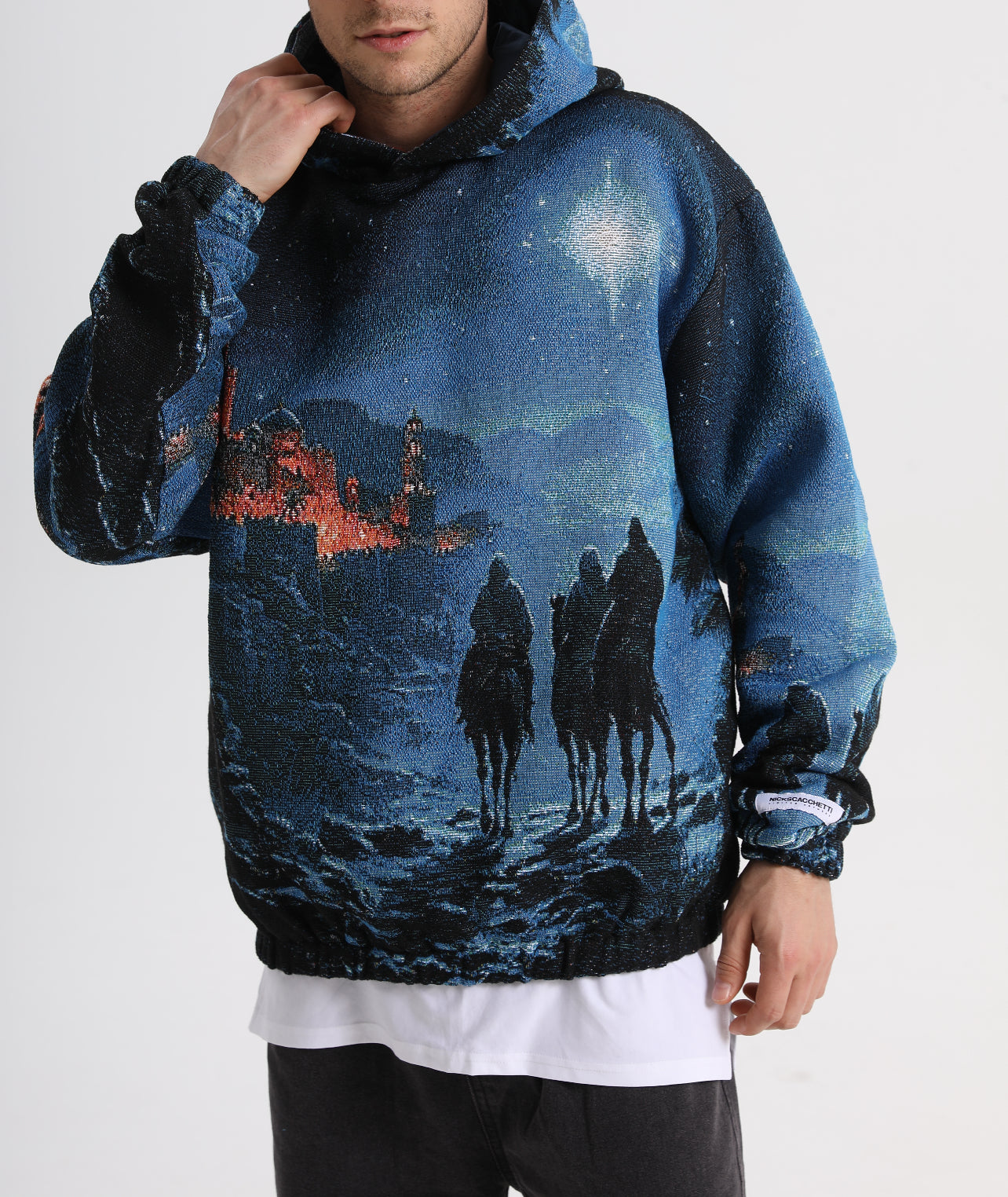 "THREE WISE MEN" TAPESTRY JACQUARD FABRIC PULLOVER HOODIE - nickscacchetti