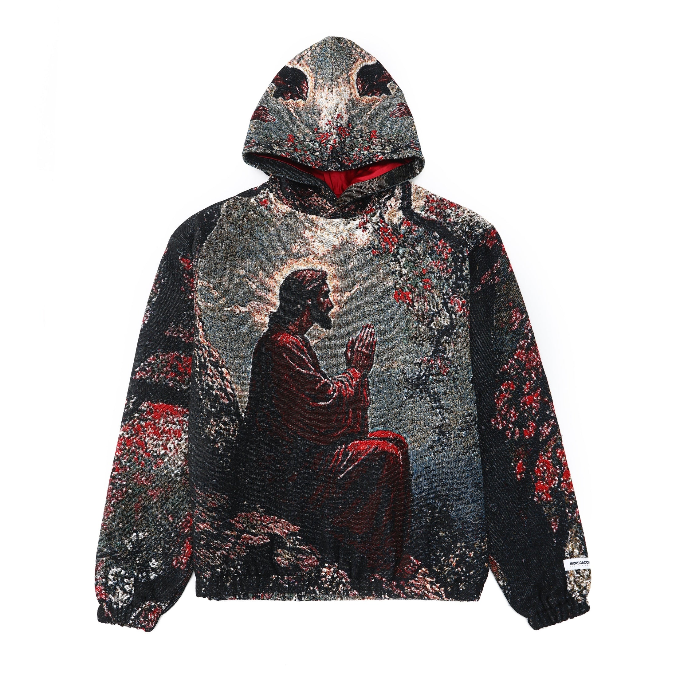 "SAVIOR IN THE SAKURA" TAPESTRY JACQUARD FABRIC PULLOVER HOODIE - nickscacchetti