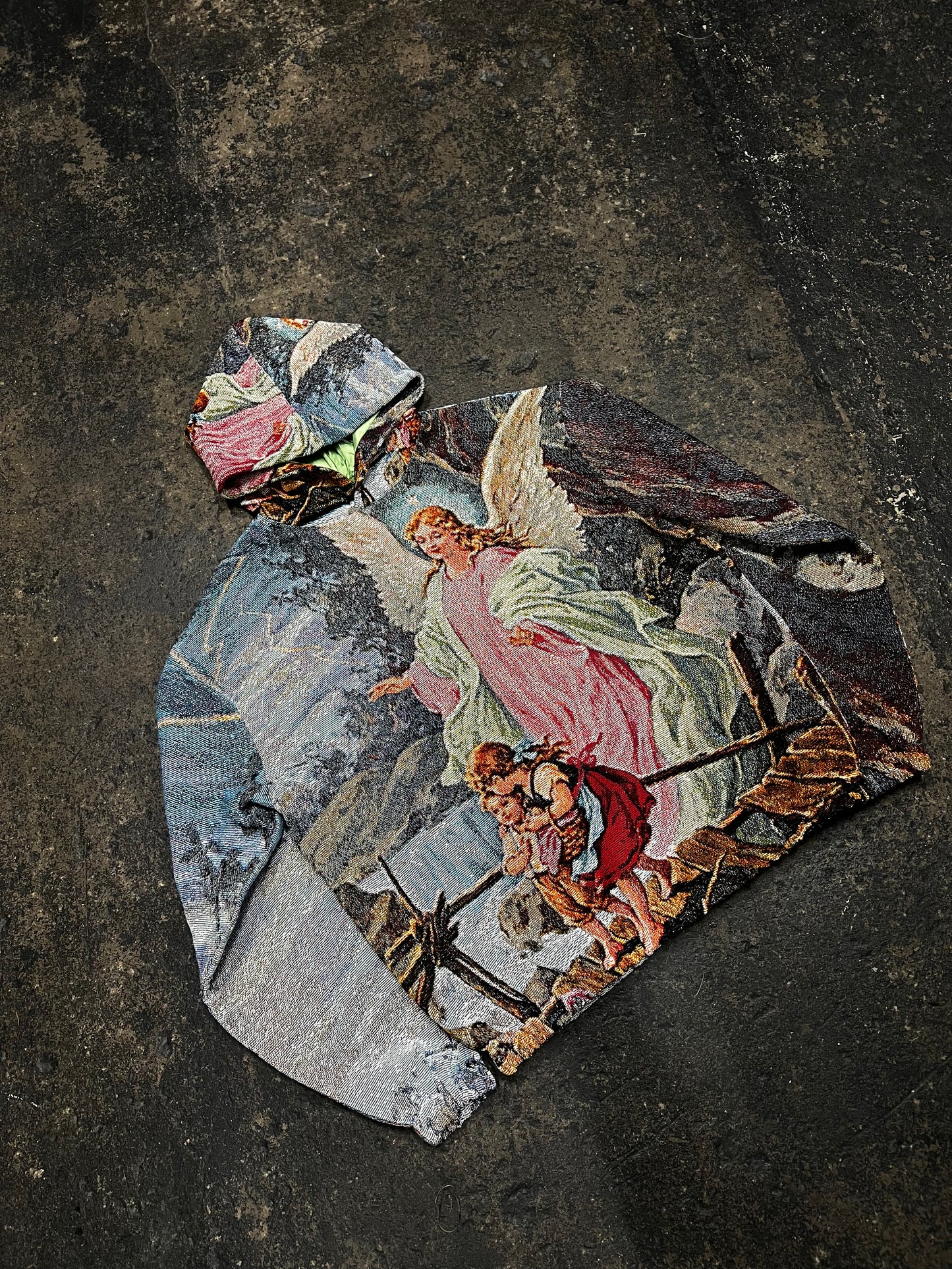 "GUARDIAN ANGEL" TAPESTRY JACQUARD FABRIC PULLOVER HOODIE