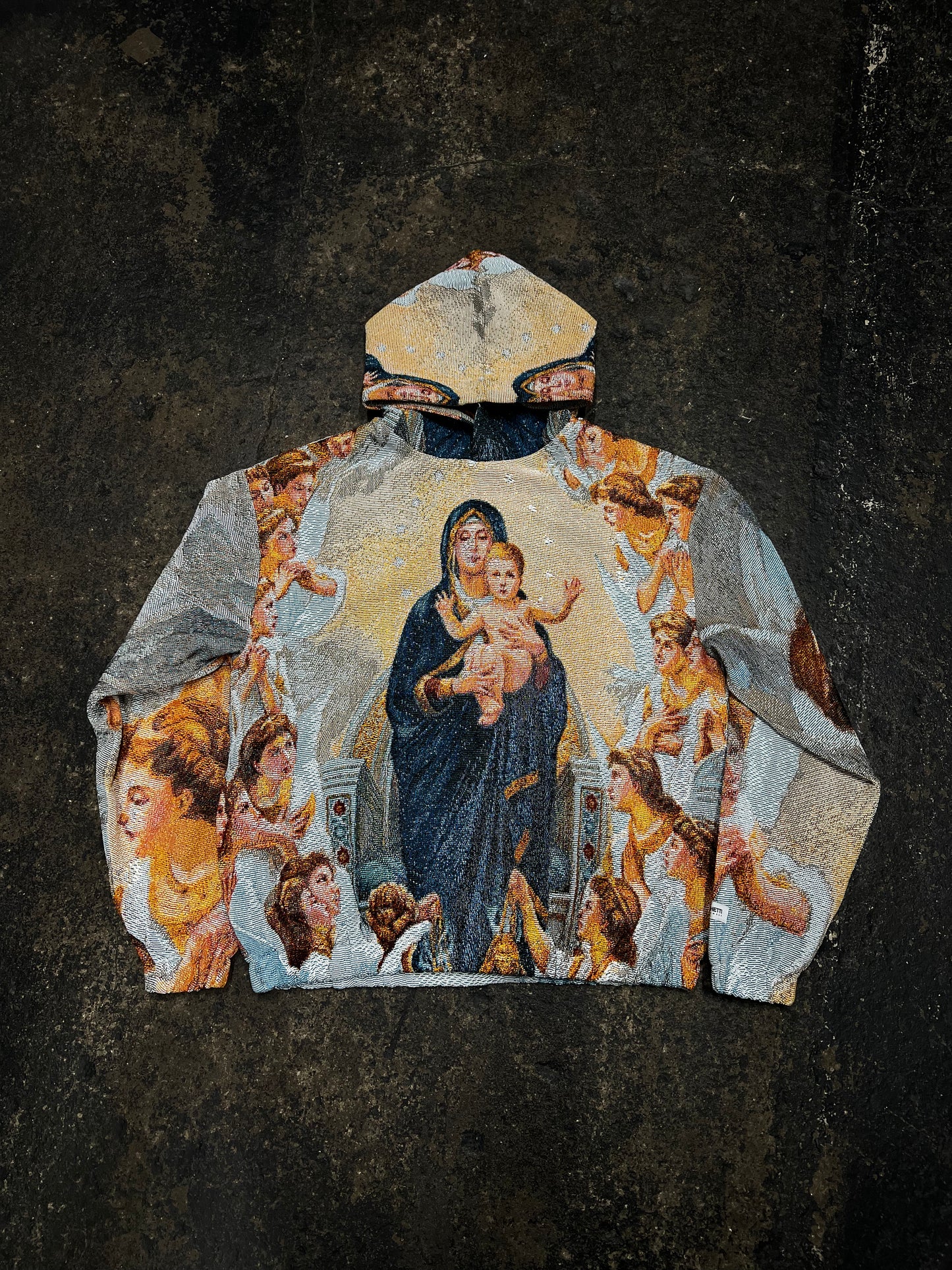 "VIRGIN MARY" TAPESTRY JACQUARD FABRIC PULLOVER HOODIE