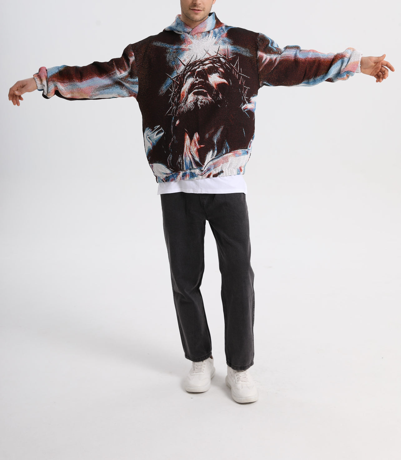 "CROWNED IN LIGHT" TAPESTRY JACQUARD FABRIC PULLOVER HOODIE - nickscacchetti