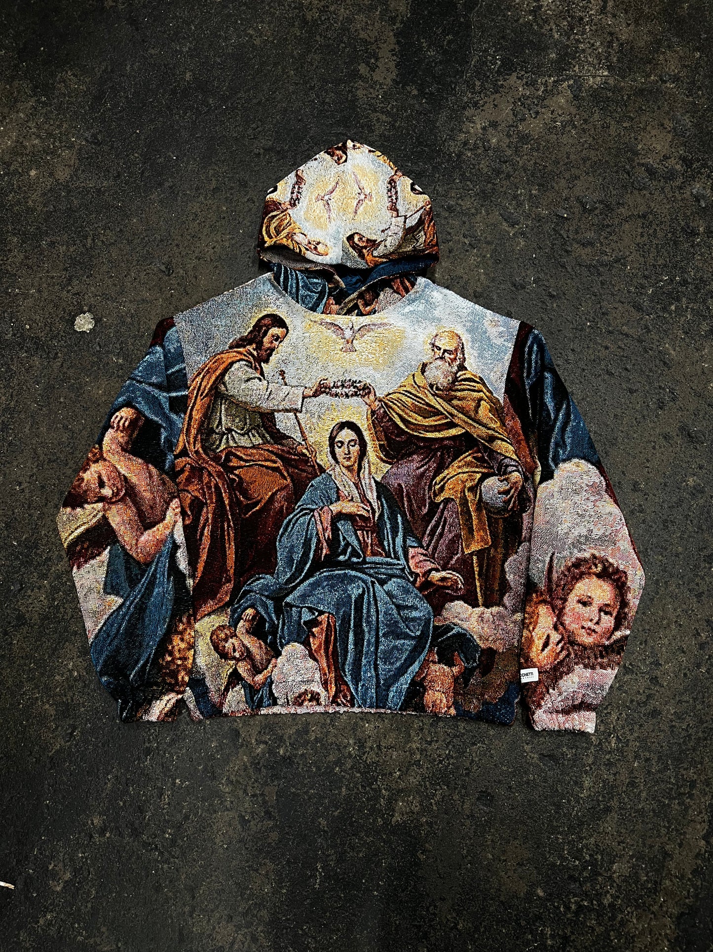 "CORONATION OF THE VIRGIN MARY" TAPESTRY JACQUARD FABRIC PULLOVER HOODIE