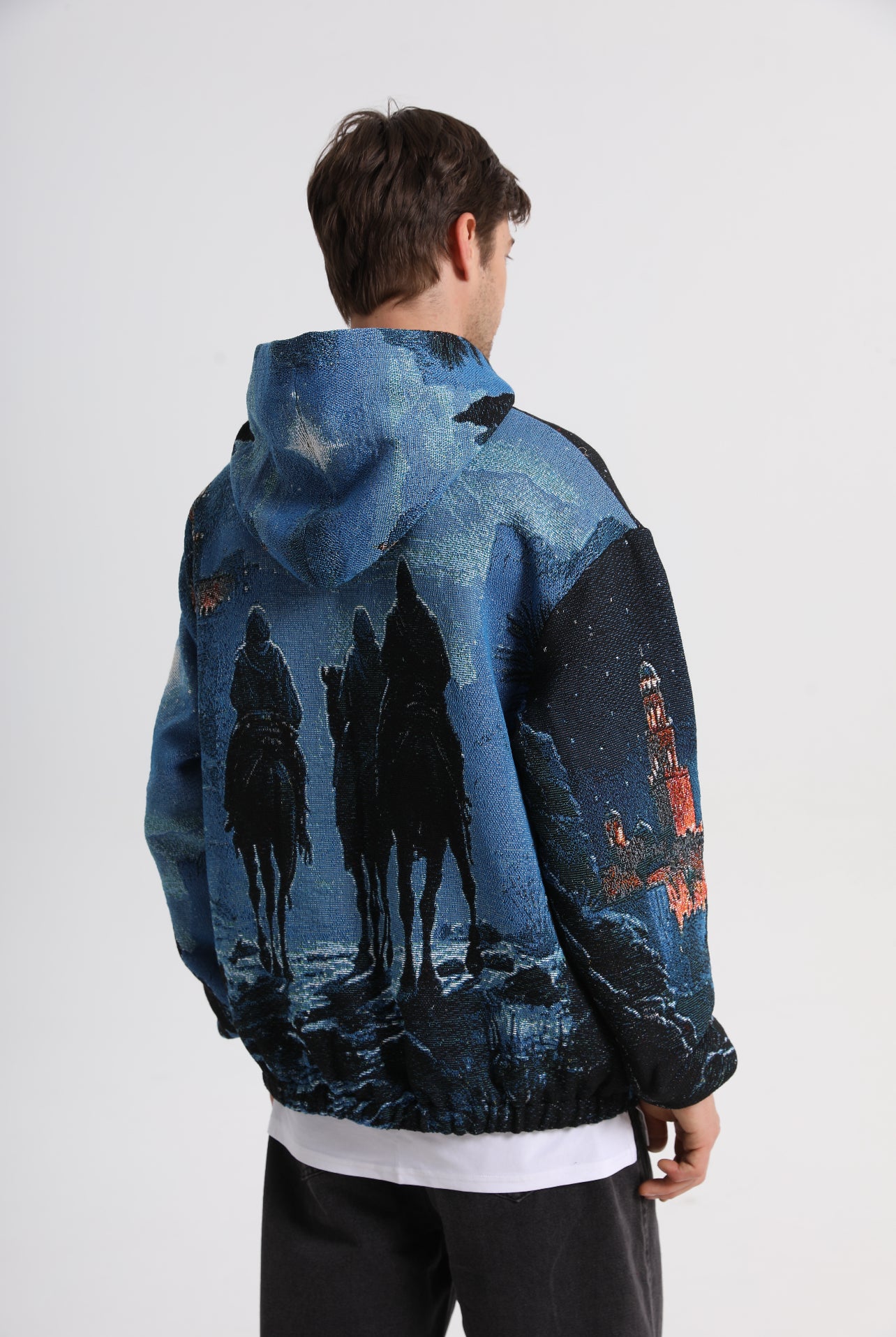 "THREE WISE MEN" TAPESTRY JACQUARD FABRIC PULLOVER HOODIE - nickscacchetti