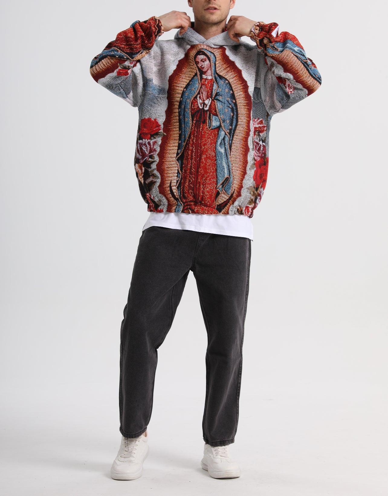 "OUR LADY OF GUADALUPE" TAPESTRY JACQUARD FABRIC PULLOVER HOODIE