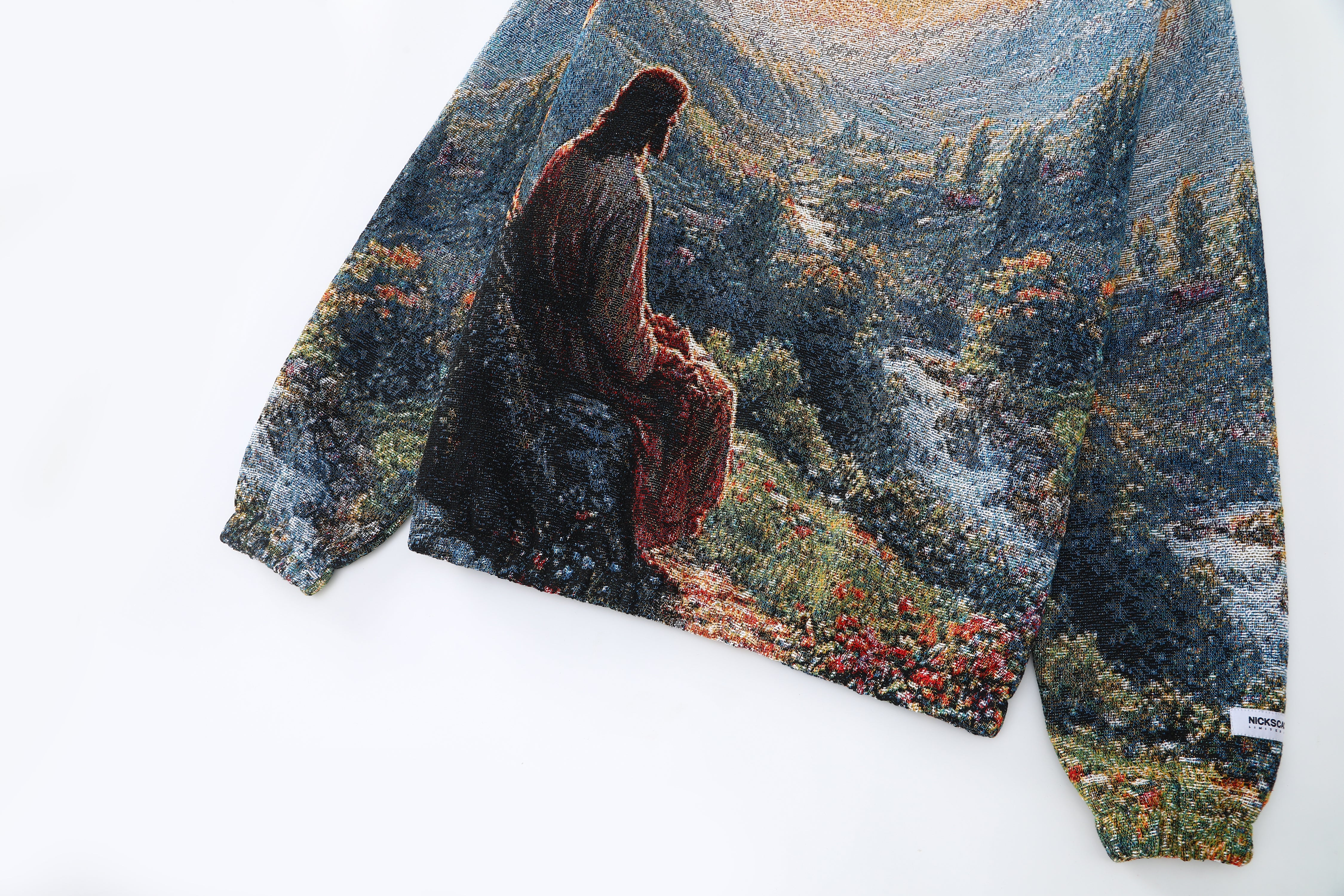 "VALLEY OF PEACE" TAPESTRY JACQUARD FABRIC PULLOVER HOODIE - nickscacchetti