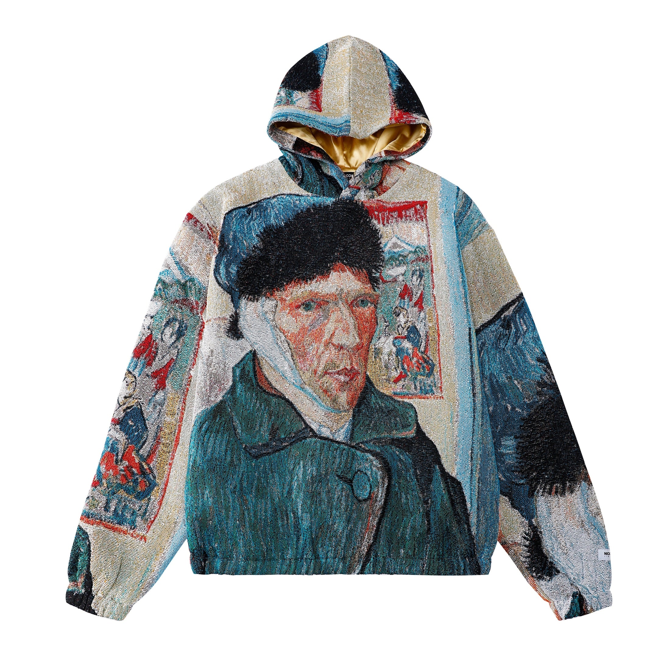 "VAN GOGH SELF PORTRAIT" TAPESTRY JACQUARD FABRIC PULLOVER HOODIE - nickscacchetti