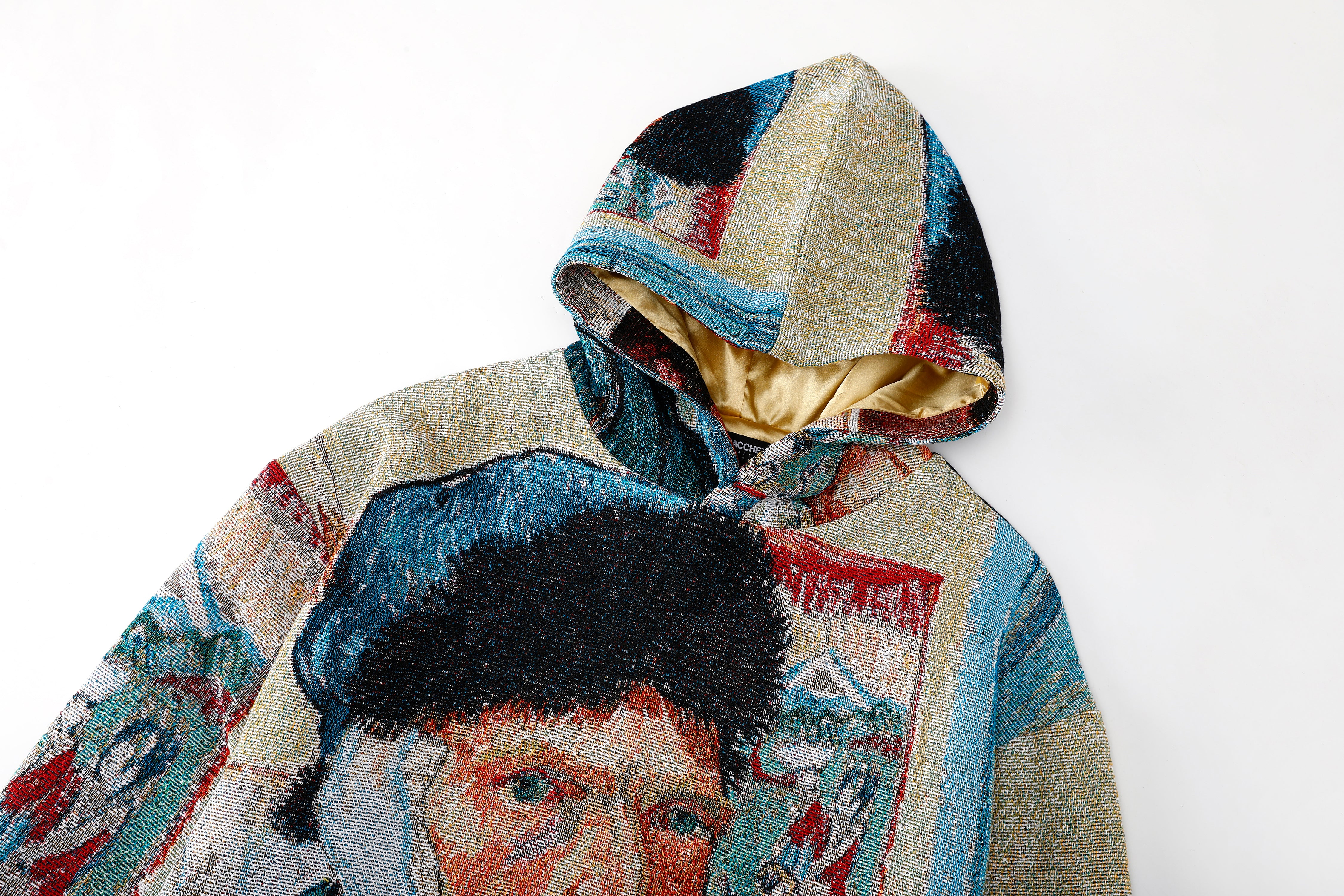 "VAN GOGH SELF PORTRAIT" TAPESTRY JACQUARD FABRIC PULLOVER HOODIE - nickscacchetti