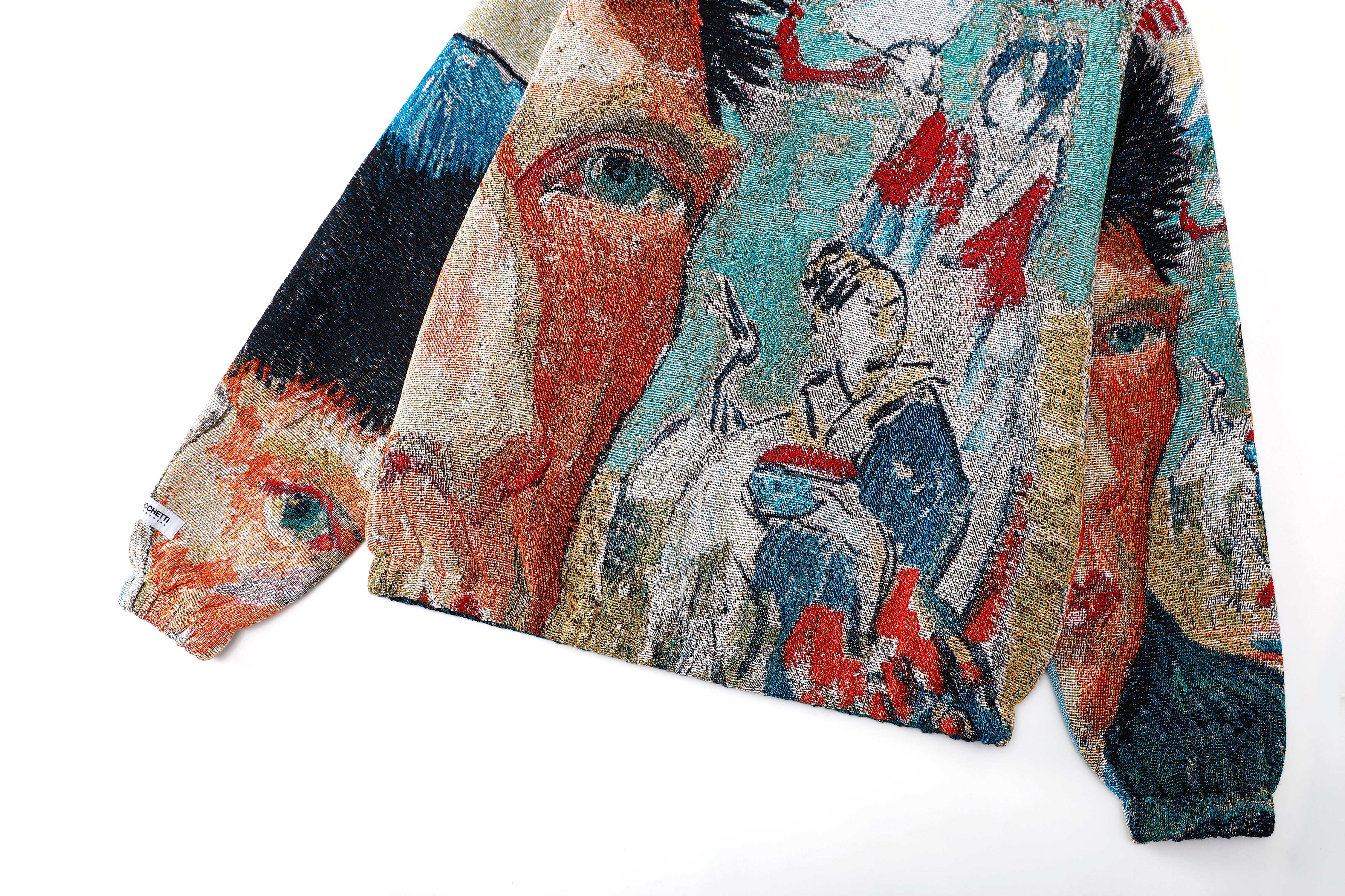 "VAN GOGH SELF PORTRAIT" TAPESTRY JACQUARD FABRIC PULLOVER HOODIE - nickscacchetti