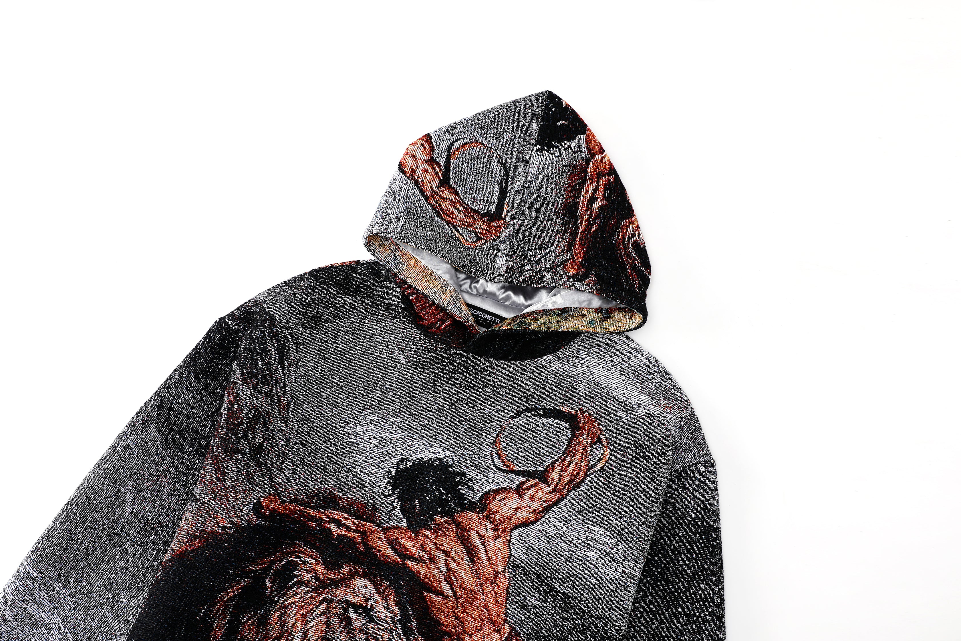 "SAMSON SLAYING THE LION" TAPESTRY JACQUARD FABRIC PULLOVER HOODIE - nickscacchetti