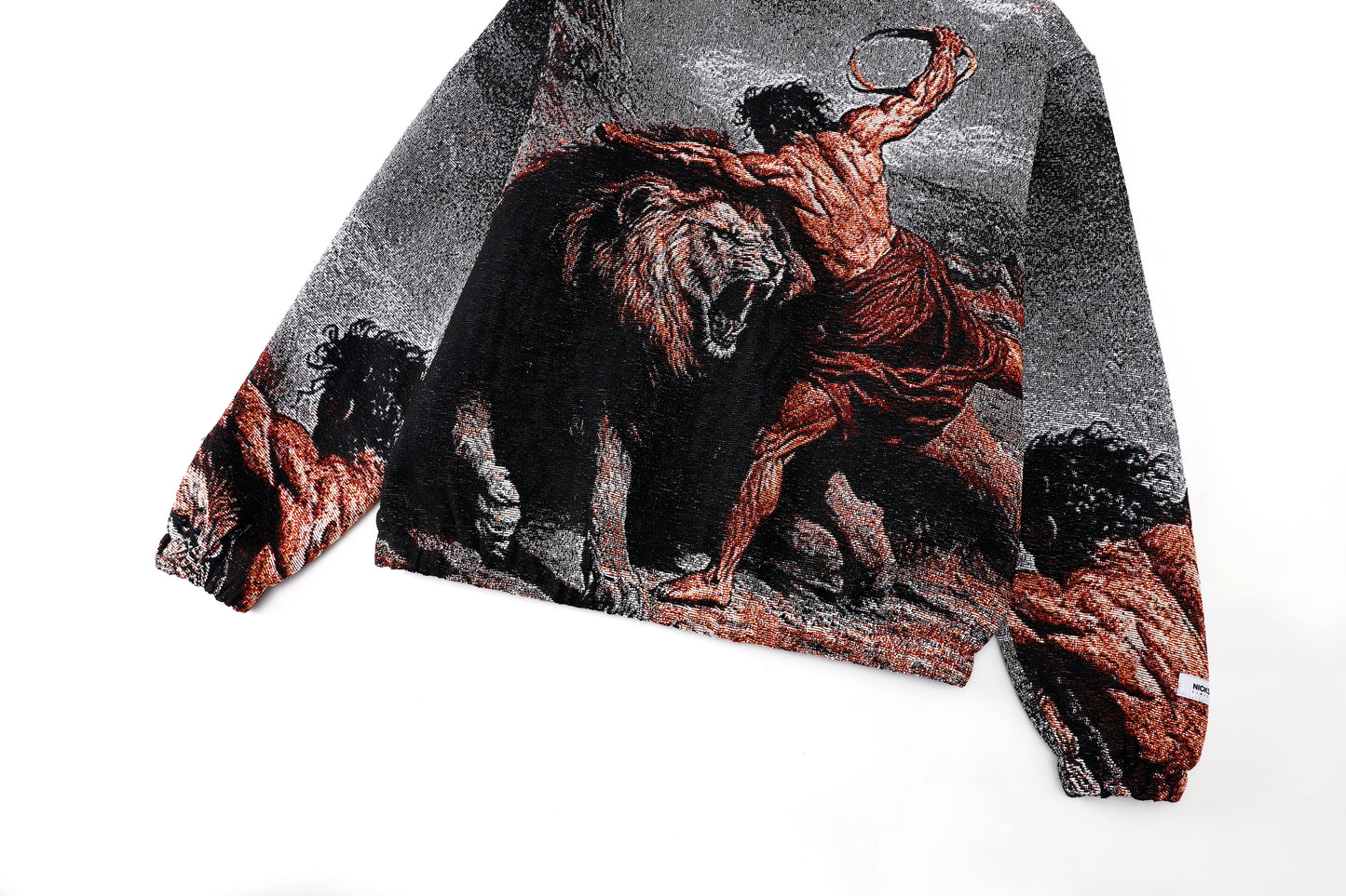 "SAMSON SLAYING THE LION" TAPESTRY JACQUARD FABRIC PULLOVER HOODIE