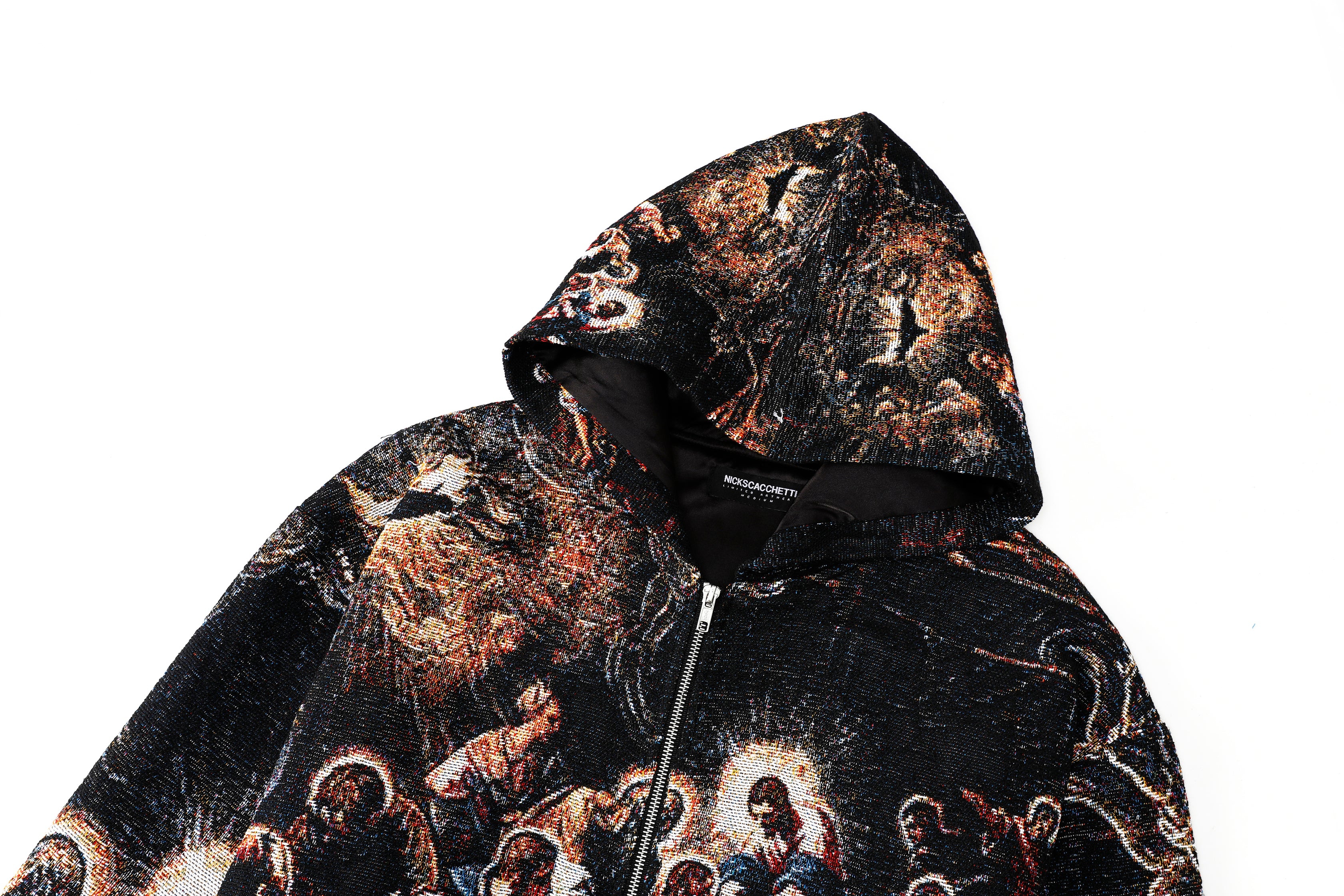 "TINTORETTO'S LAST SUPPER" TAPESTRY JACQUARD FABRIC DOUBLE-ZIP HOODIE - nickscacchetti