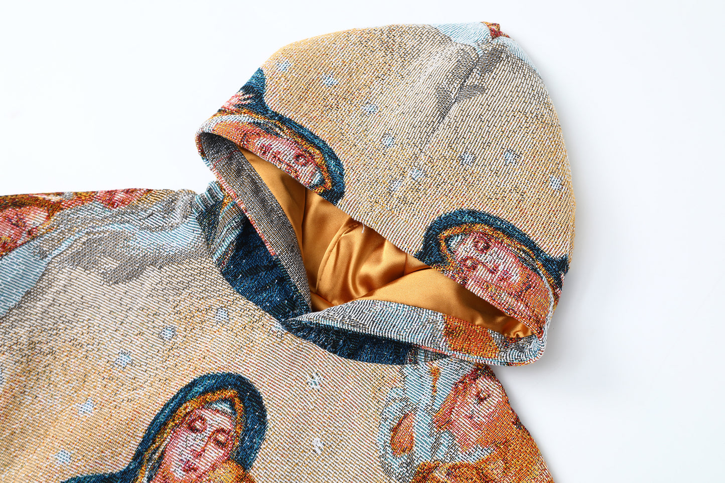 "VIRGIN MARY" TAPESTRY JACQUARD FABRIC PULLOVER HOODIE