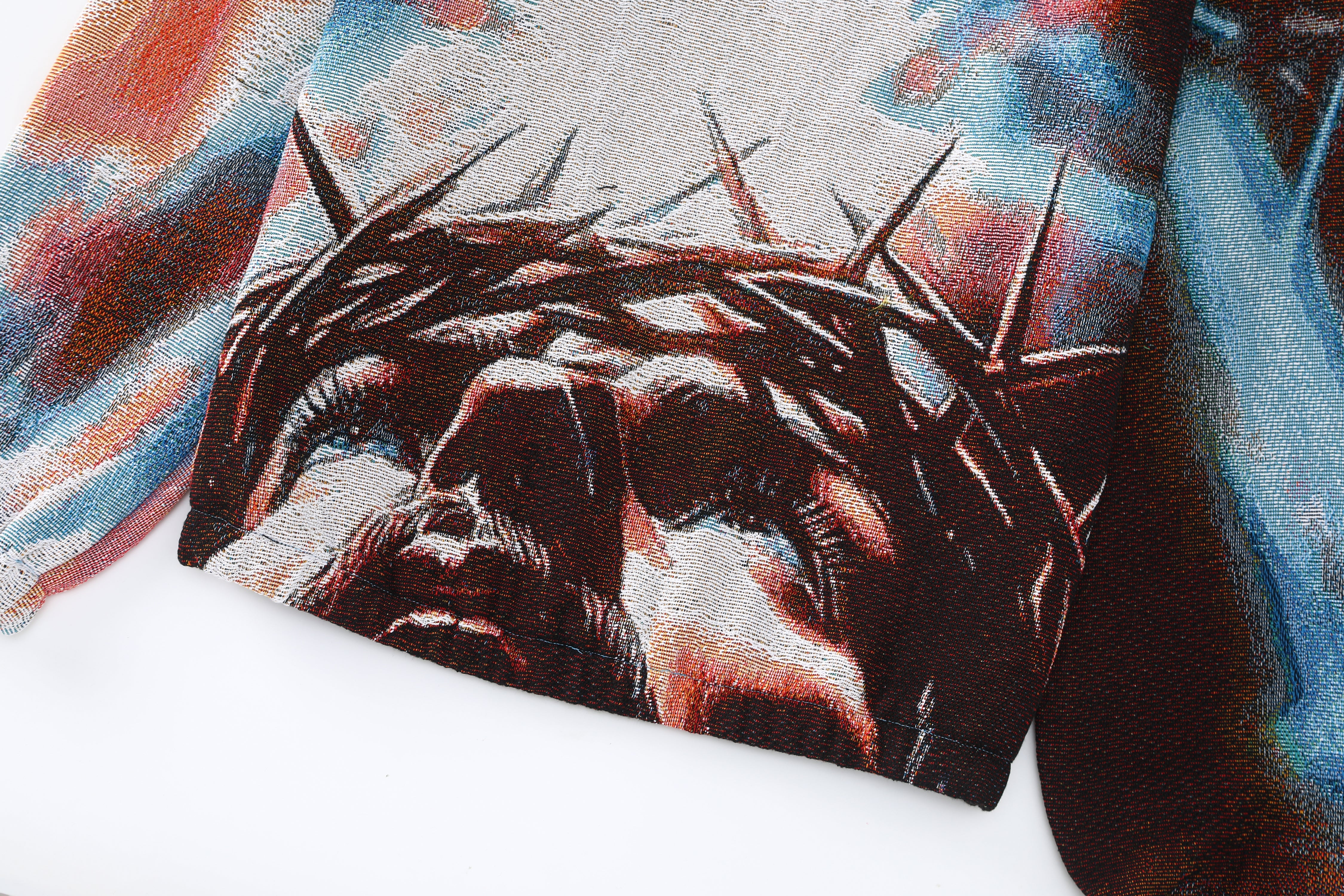 "CROWNED IN LIGHT" TAPESTRY JACQUARD FABRIC PULLOVER HOODIE - nickscacchetti