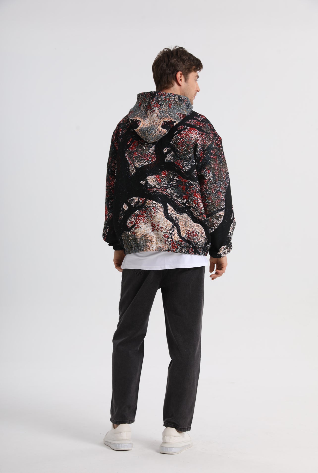 "SAVIOR IN THE SAKURA" TAPESTRY JACQUARD FABRIC PULLOVER HOODIE - nickscacchetti
