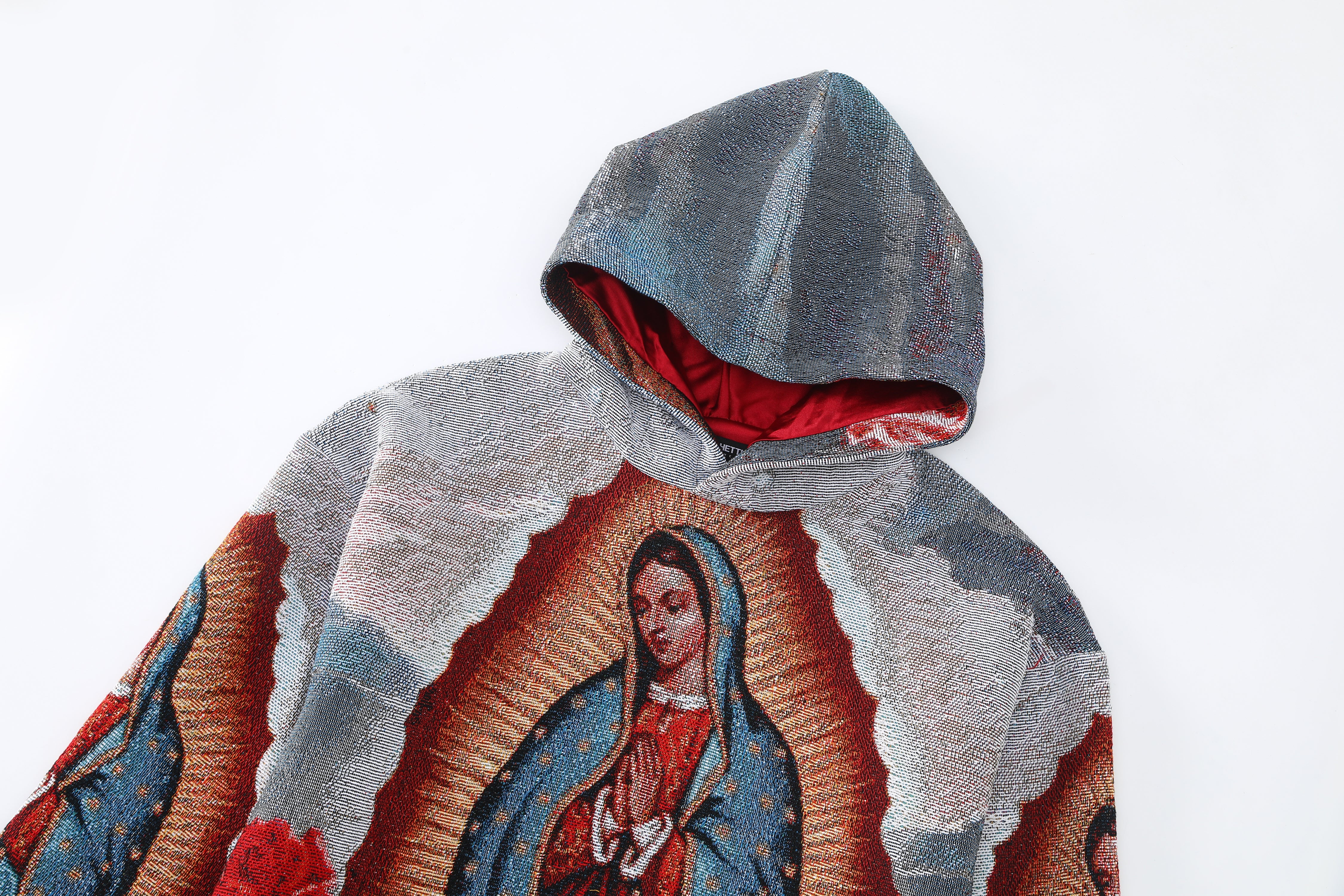 "OUR LADY OF GUADALUPE" TAPESTRY JACQUARD FABRIC PULLOVER HOODIE - nickscacchetti