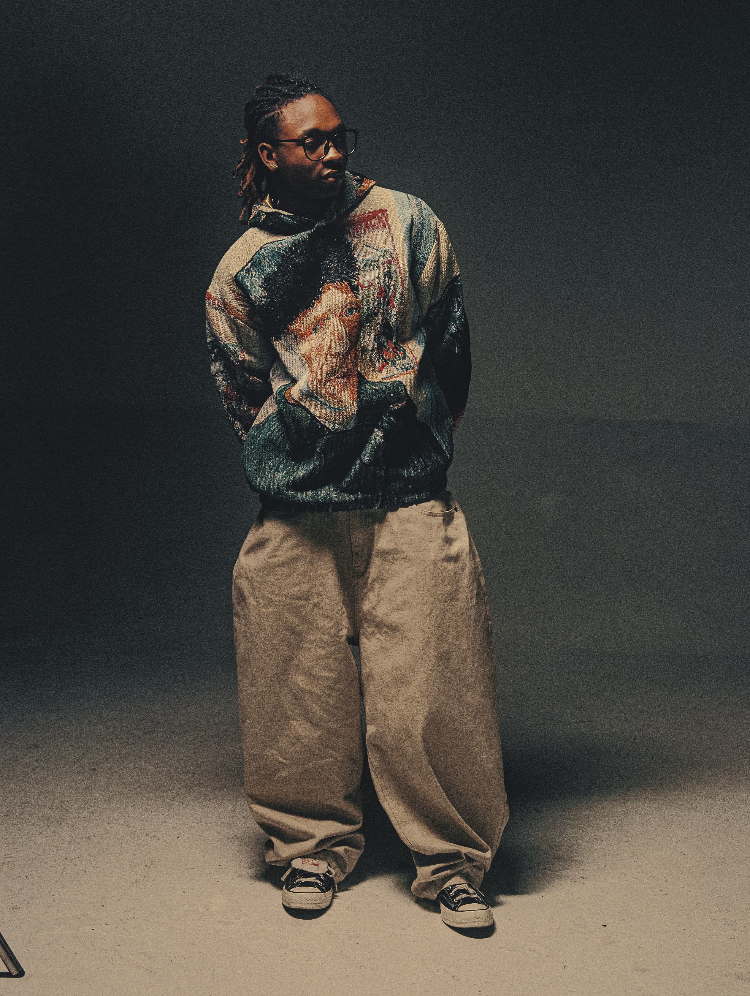 "VAN GOGH SELF PORTRAIT" TAPESTRY JACQUARD FABRIC PULLOVER HOODIE - nickscacchetti