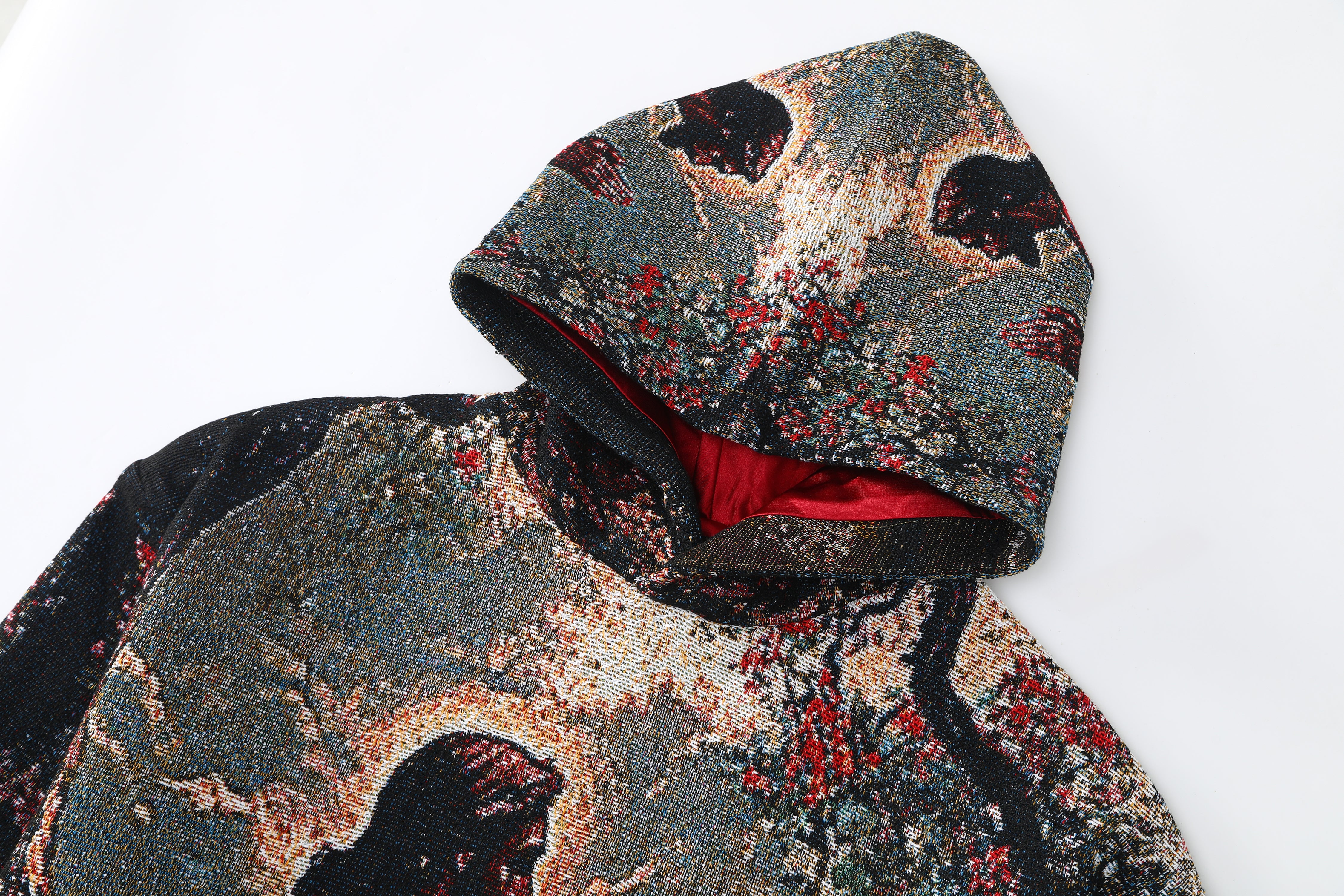 "SAVIOR IN THE SAKURA" TAPESTRY JACQUARD FABRIC PULLOVER HOODIE - nickscacchetti