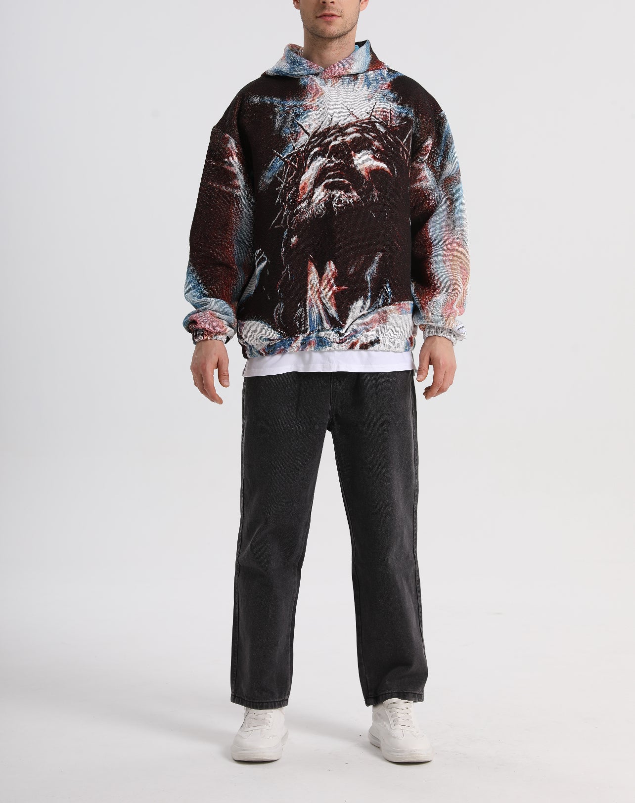 "CROWNED IN LIGHT" TAPESTRY JACQUARD FABRIC PULLOVER HOODIE - nickscacchetti