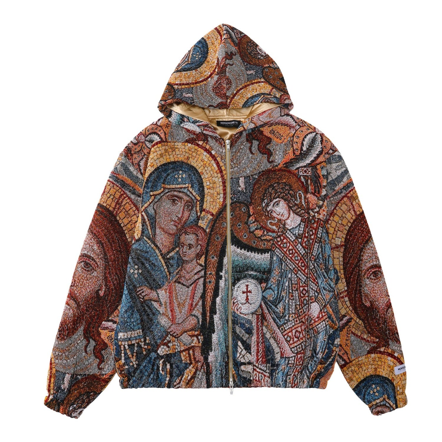 "HOLY MANTLE" TAPESTRY JACQUARD FABRIC DOUBLE-ZIP HOODIE - nickscacchetti