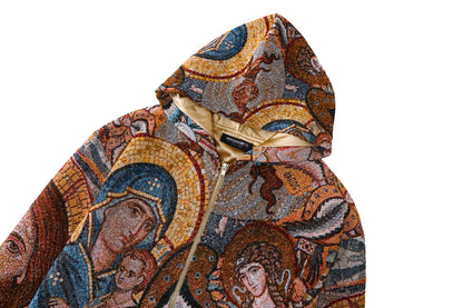 "HOLY MANTLE" TAPESTRY JACQUARD FABRIC DOUBLE-ZIP HOODIE