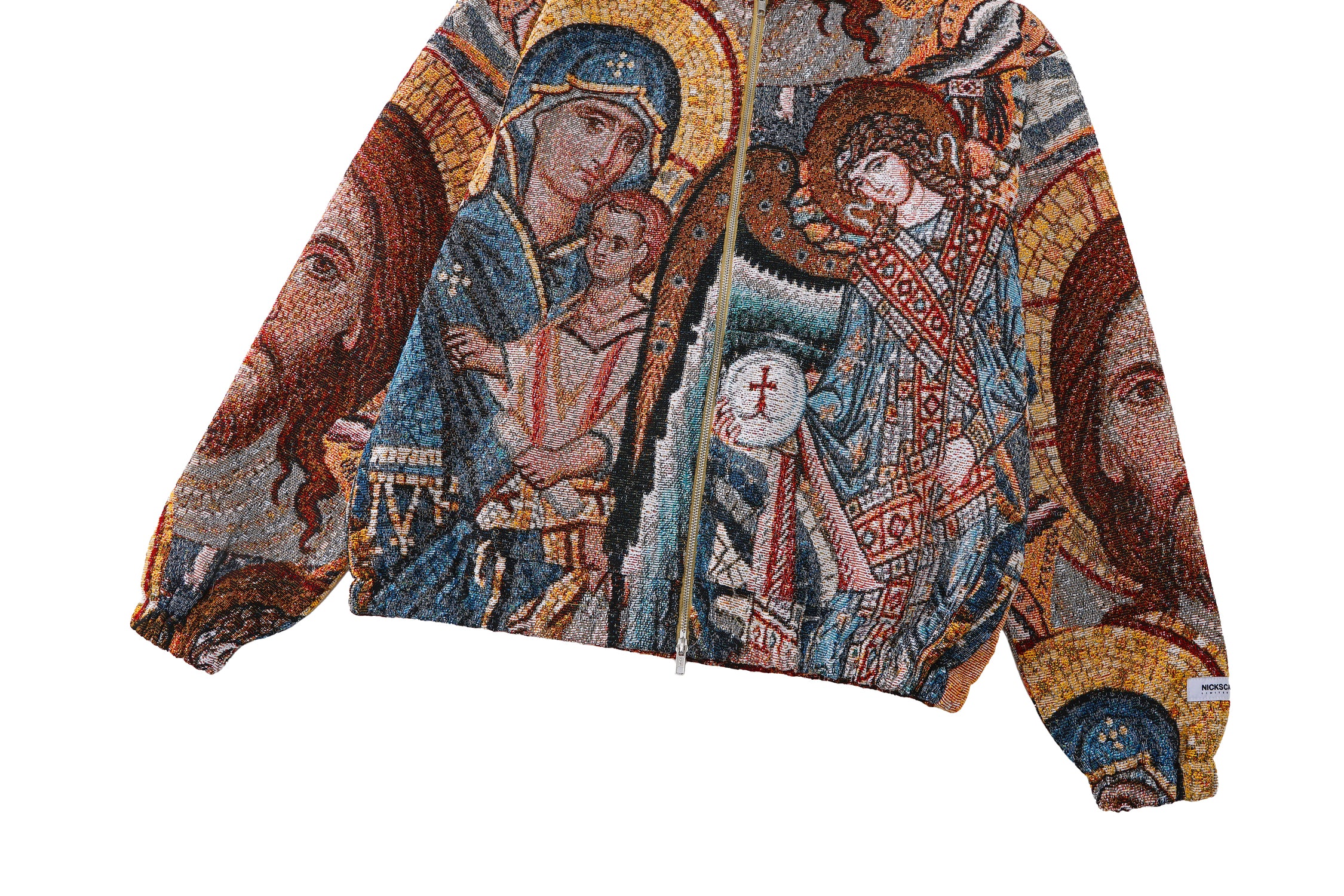 "HOLY MANTLE" TAPESTRY JACQUARD FABRIC DOUBLE-ZIP HOODIE - nickscacchetti