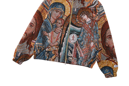 "HOLY MANTLE" TAPESTRY JACQUARD FABRIC DOUBLE-ZIP HOODIE
