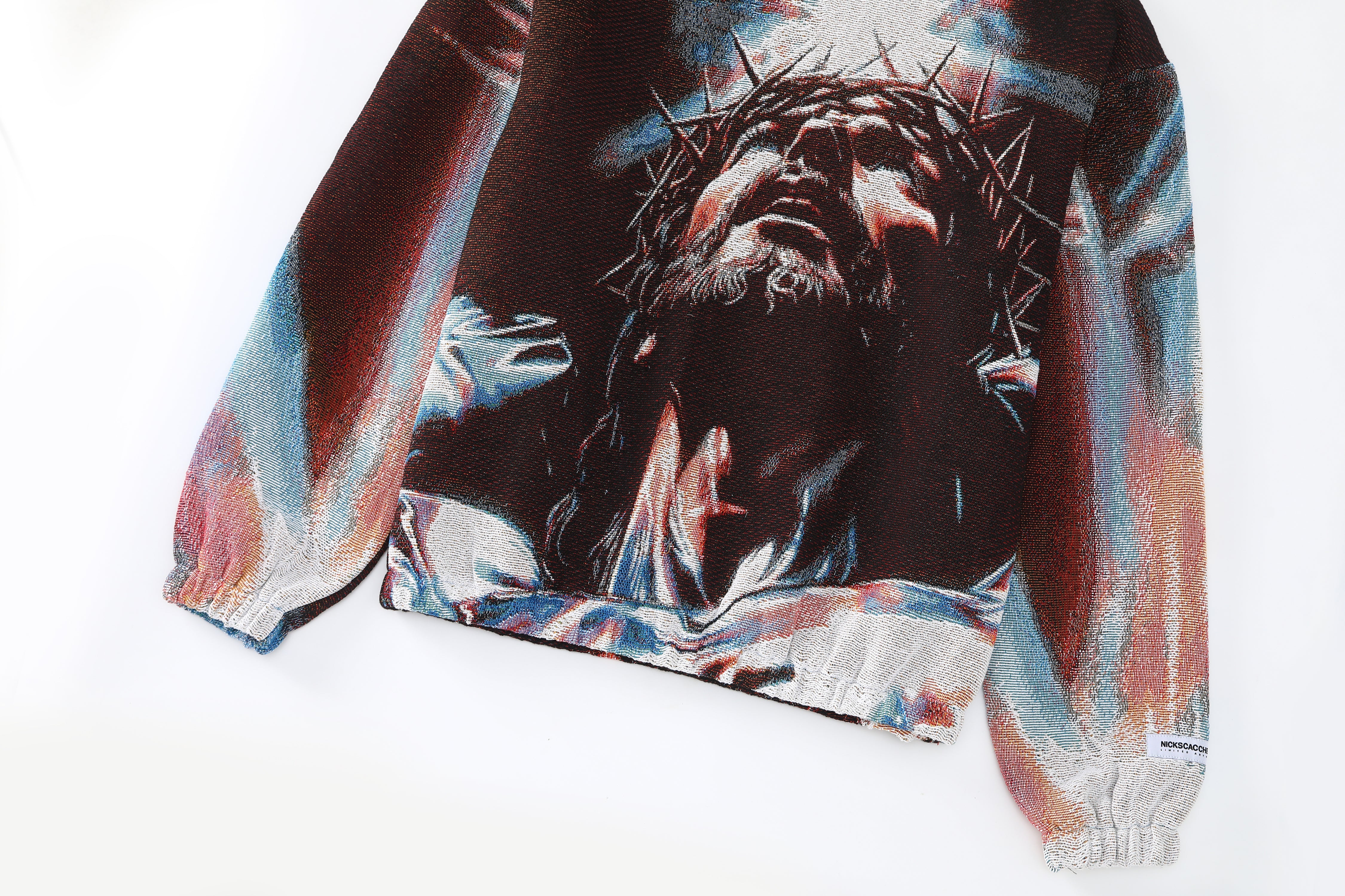 "CROWNED IN LIGHT" TAPESTRY JACQUARD FABRIC PULLOVER HOODIE - nickscacchetti