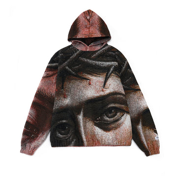 "CROWN OF THORNS" TAPESTRY JACQUARD FABRIC PULLOVER HOODIE