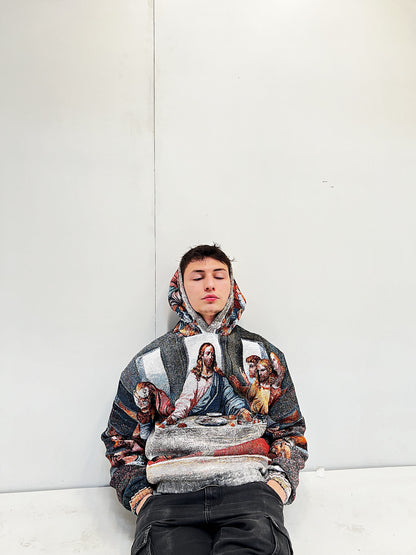 "THE LAST SUPPER" TAPESTRY JACQUARD FABRIC PULLOVER HOODIE