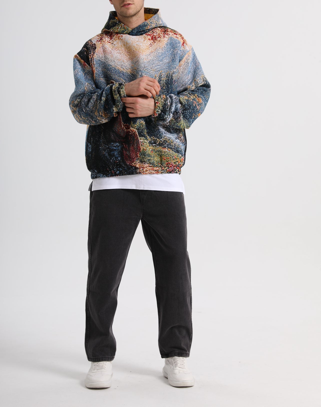 "VALLEY OF PEACE" TAPESTRY JACQUARD FABRIC PULLOVER HOODIE - nickscacchetti