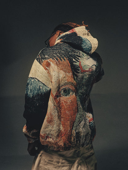 "VAN GOGH SELF PORTRAIT" TAPESTRY JACQUARD FABRIC PULLOVER HOODIE - nickscacchetti