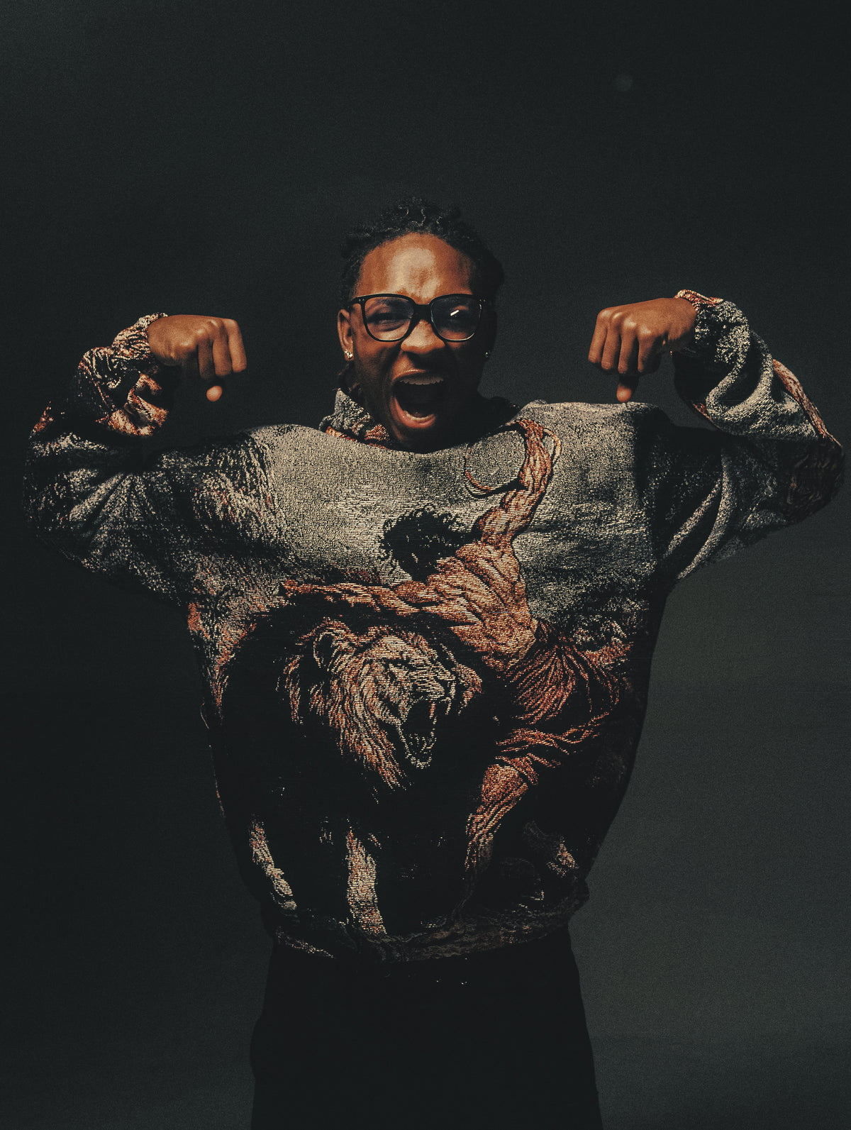 "SAMSON SLAYING THE LION" TAPESTRY JACQUARD FABRIC PULLOVER HOODIE - nickscacchetti