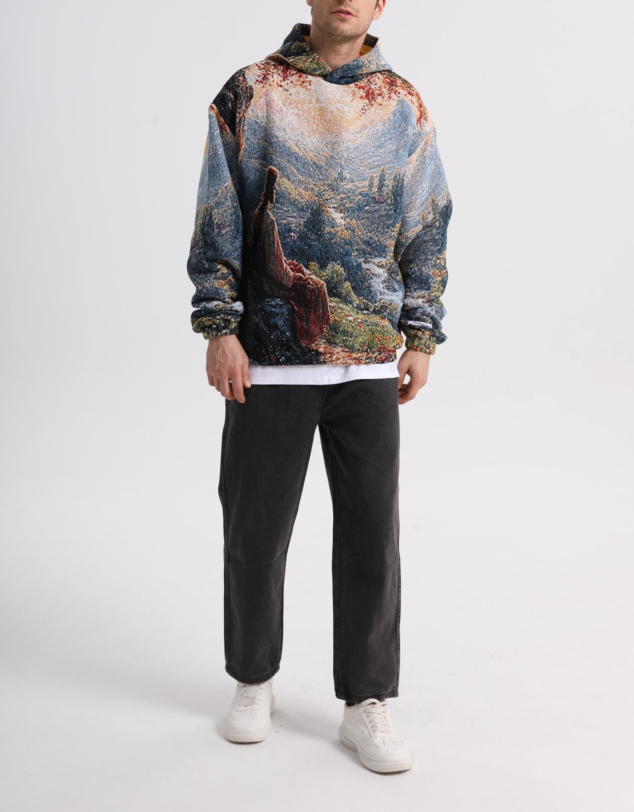 "VALLEY OF PEACE" TAPESTRY JACQUARD FABRIC PULLOVER HOODIE - nickscacchetti