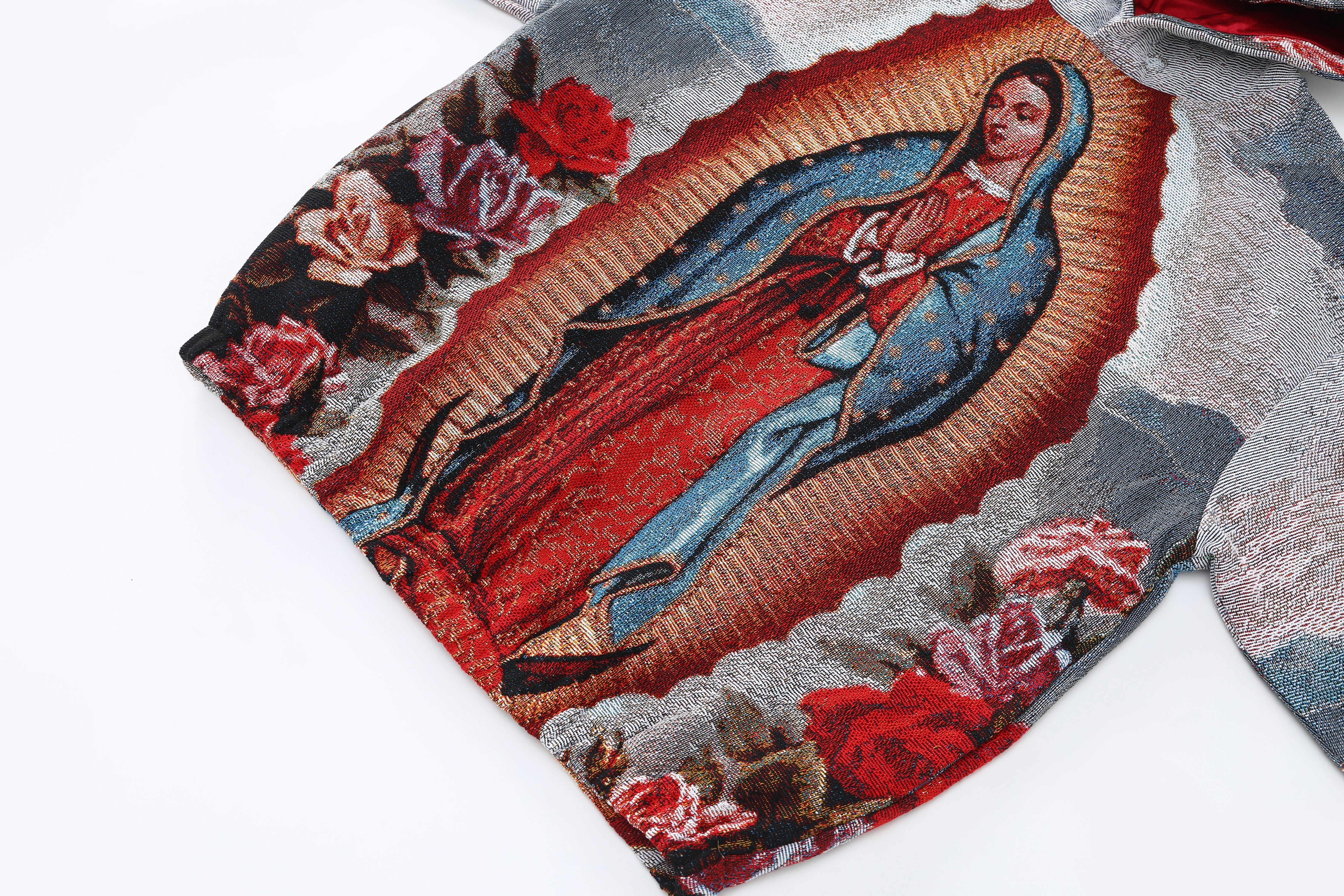 "OUR LADY OF GUADALUPE" TAPESTRY JACQUARD FABRIC PULLOVER HOODIE - nickscacchetti