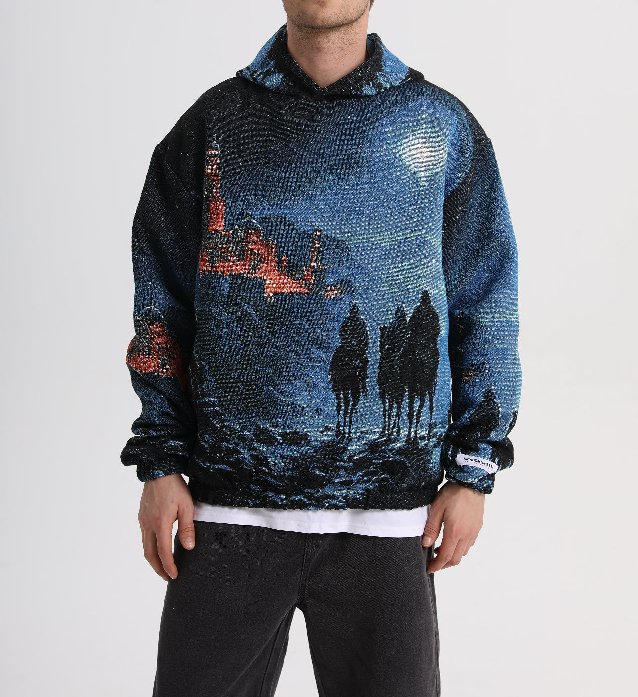 "THREE WISE MEN" TAPESTRY JACQUARD FABRIC PULLOVER HOODIE - nickscacchetti
