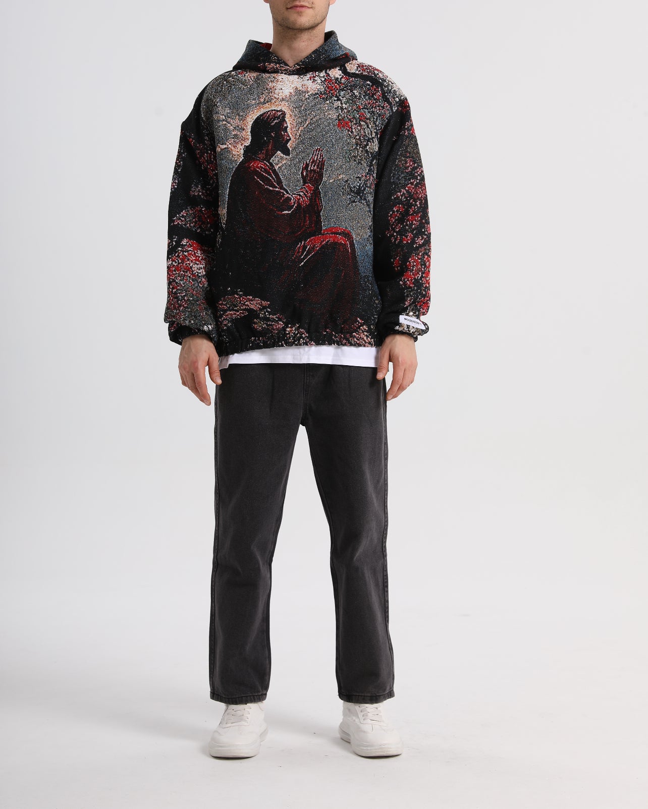 "SAVIOR IN THE SAKURA" TAPESTRY JACQUARD FABRIC PULLOVER HOODIE - nickscacchetti