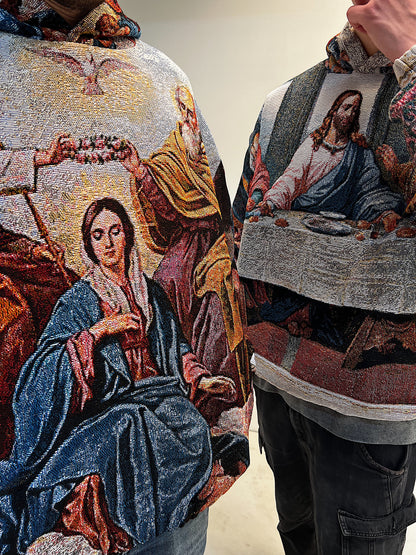 "CORONATION OF THE VIRGIN MARY" TAPESTRY JACQUARD FABRIC PULLOVER HOODIE