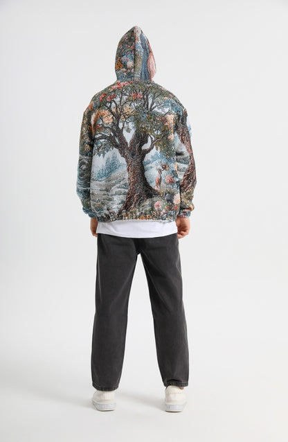"GARDEN OF EDEN" TAPESTRY JACQUARD FABRIC PULLOVER HOODIE