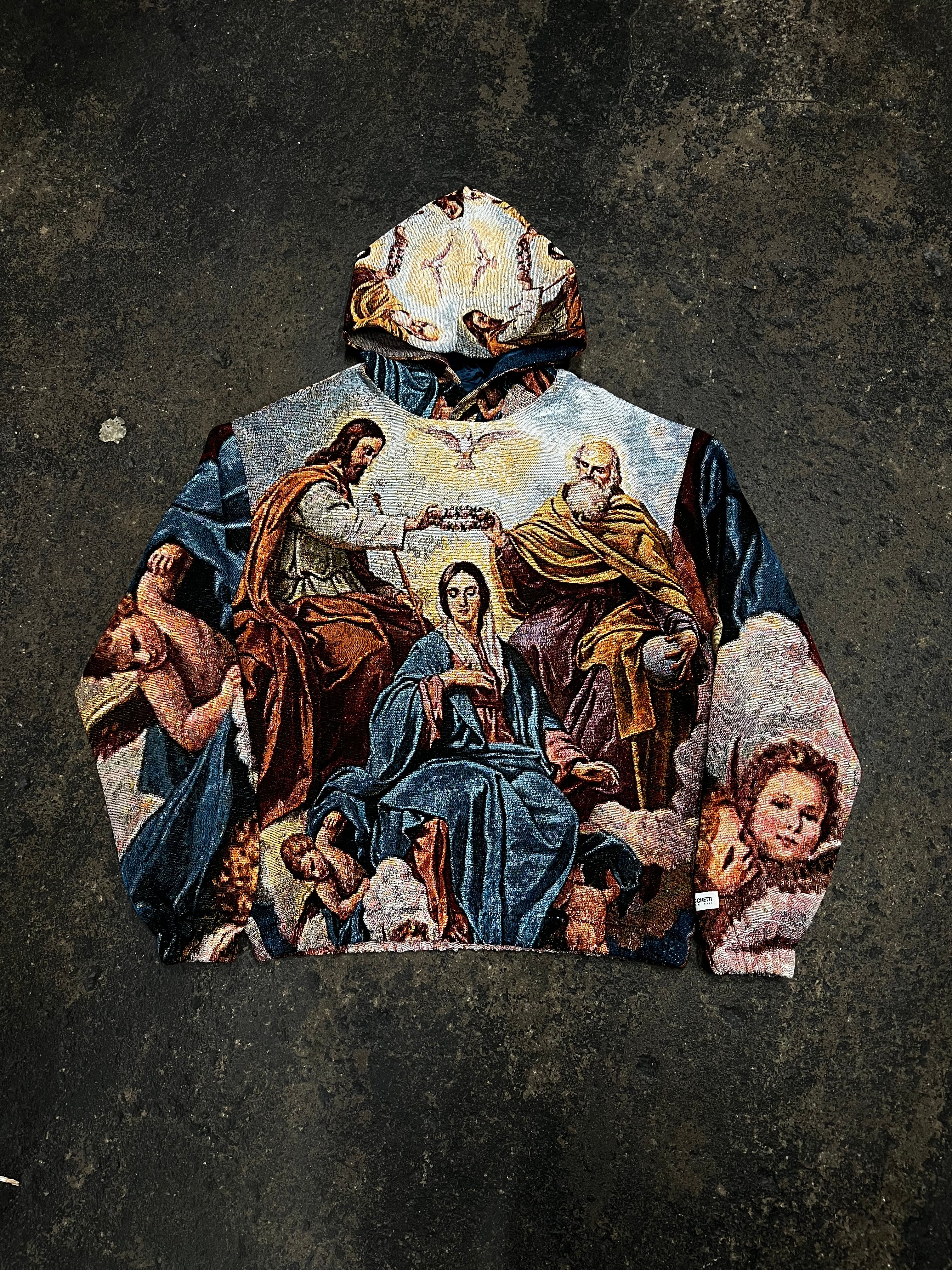 "CORONATION OF THE VIRGIN MARY" TAPESTRY JACQUARD FABRIC PULLOVER HOODIE - nickscacchetti