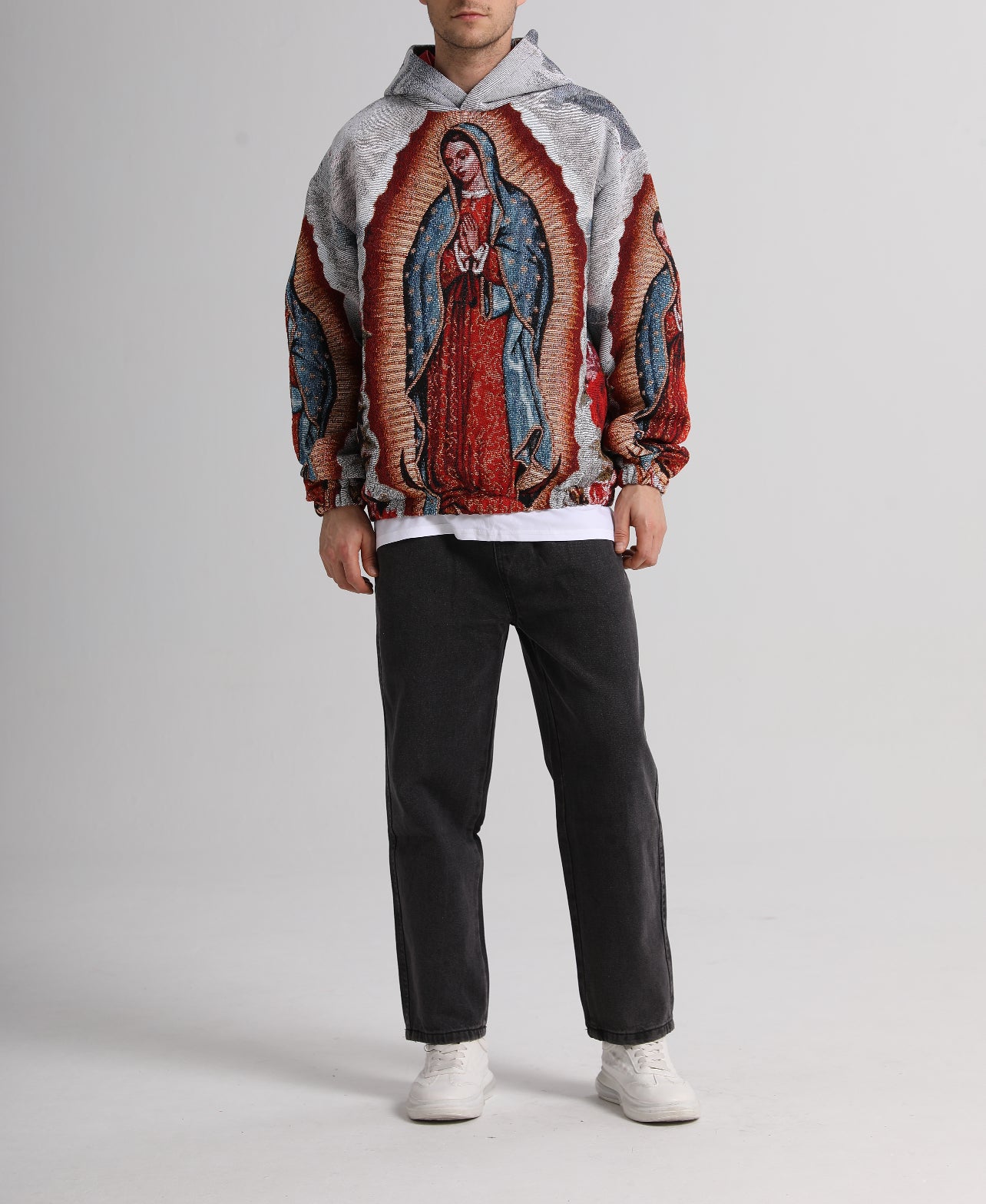 "OUR LADY OF GUADALUPE" TAPESTRY JACQUARD FABRIC PULLOVER HOODIE - nickscacchetti